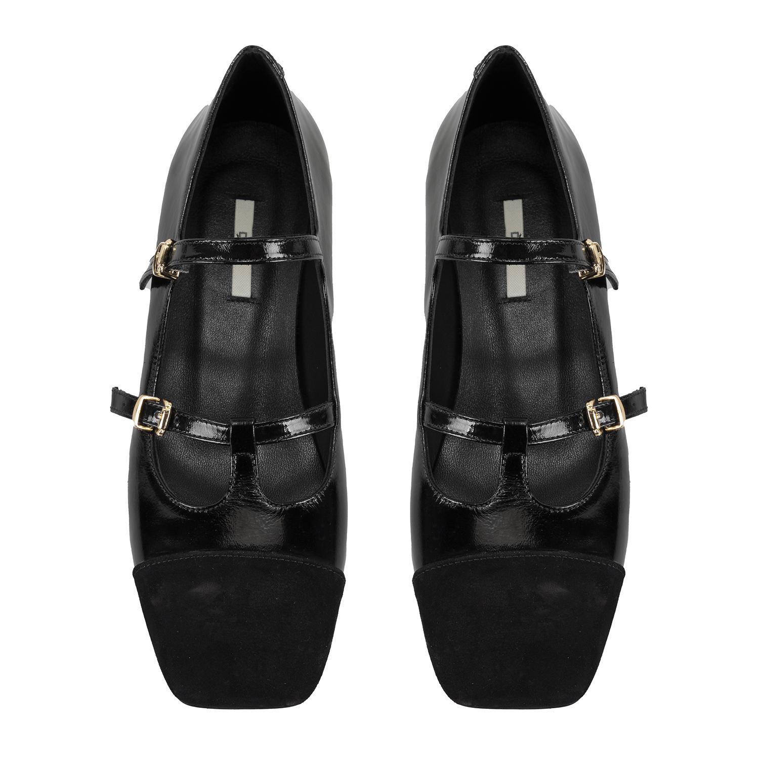 Kadın Siyah Mary Jane Rugan Babet