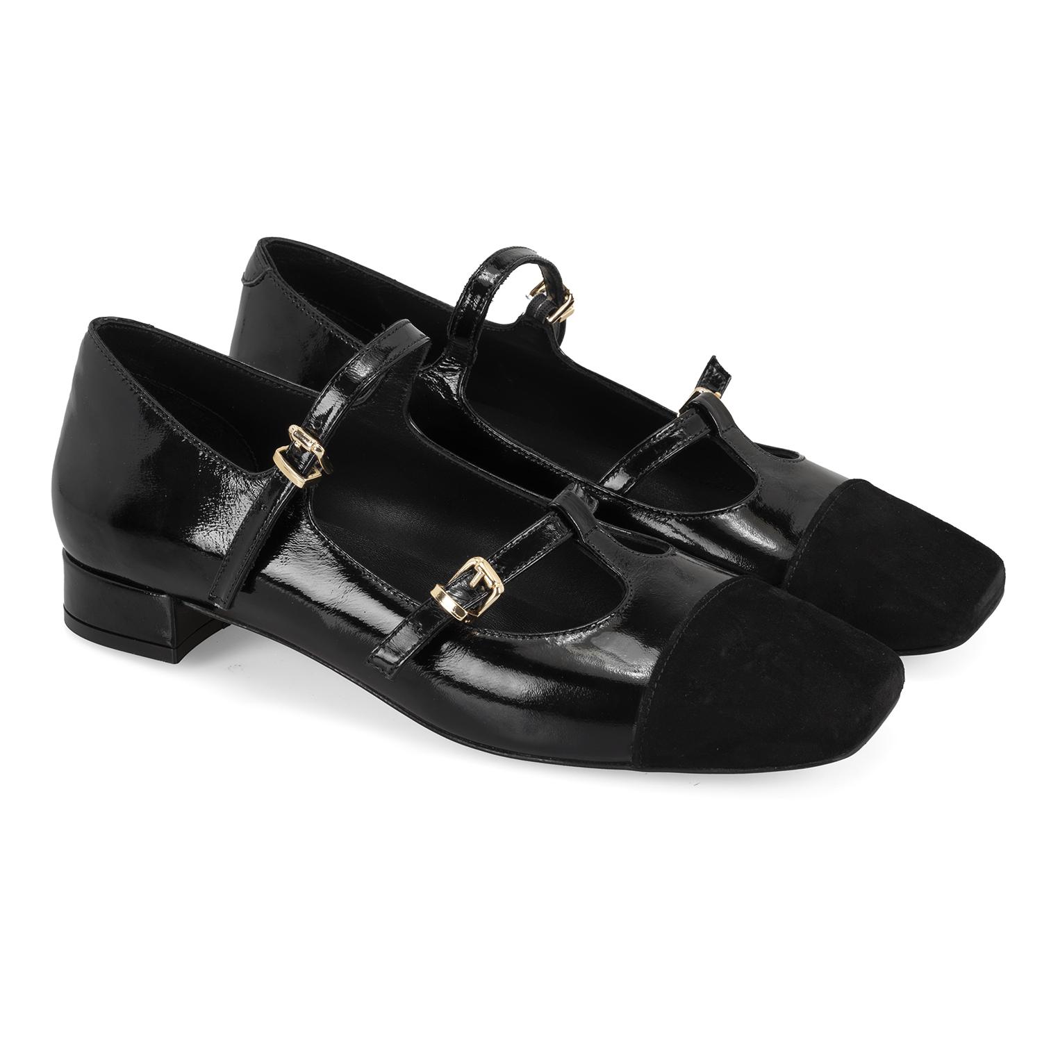 Kadın Siyah Mary Jane Rugan Babet