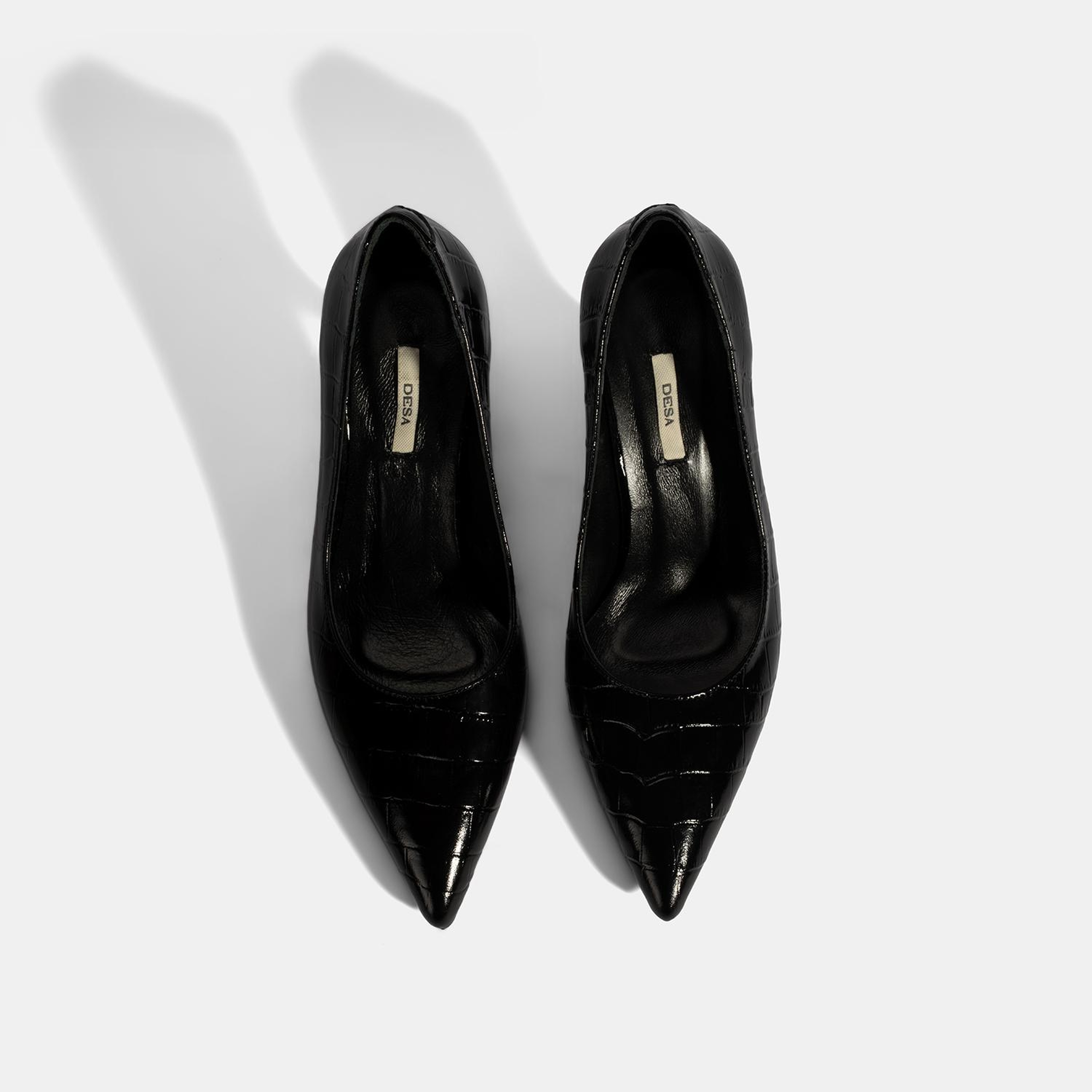 Kadın Siyah Kroko Baskılı Deri Stiletto