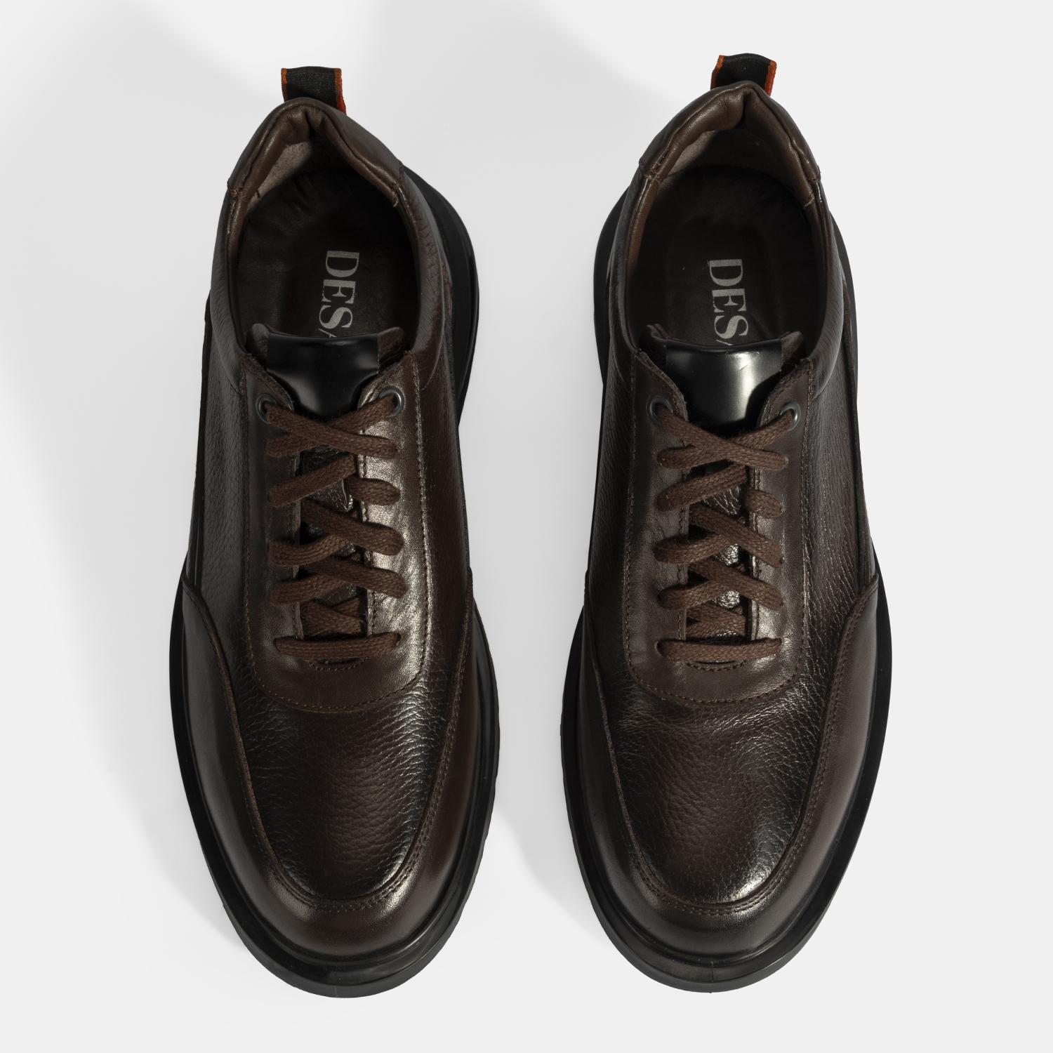 Erkek Kahve Bağcıklı Deri Günlük Ayakkabı