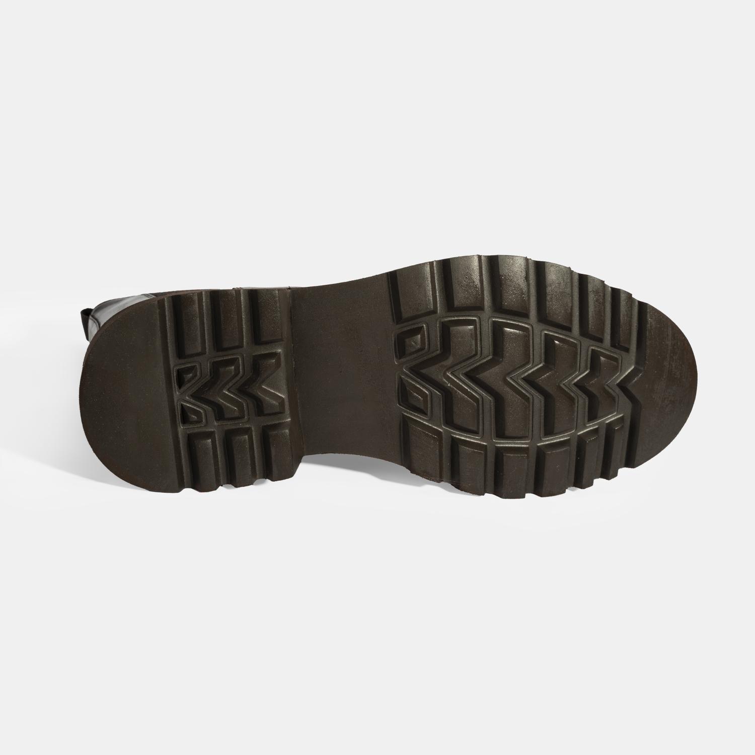 Erkek Kahve Lastik Detaylı Deri Bot