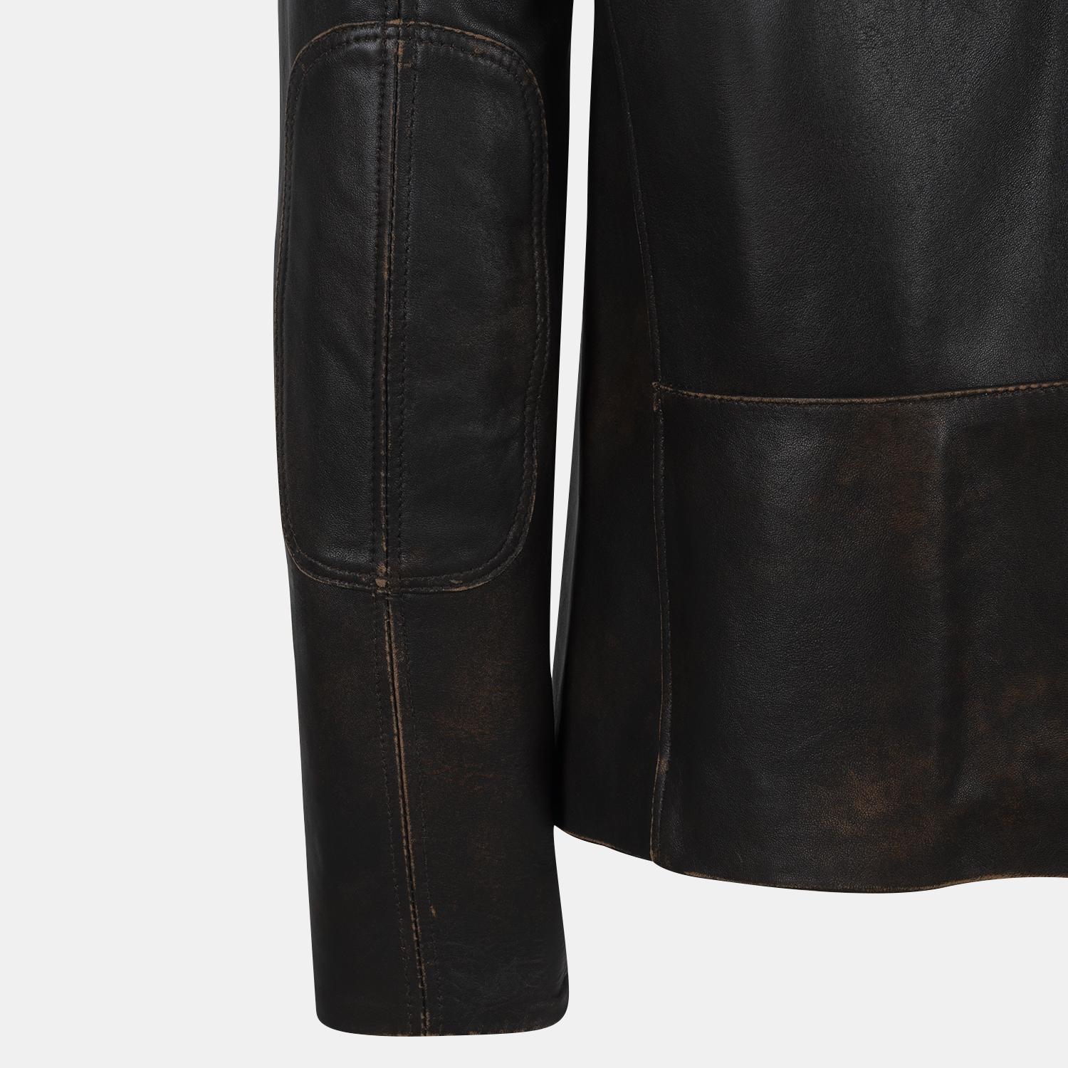 Zenon Siyah Erkek Vintage Deri Ceket