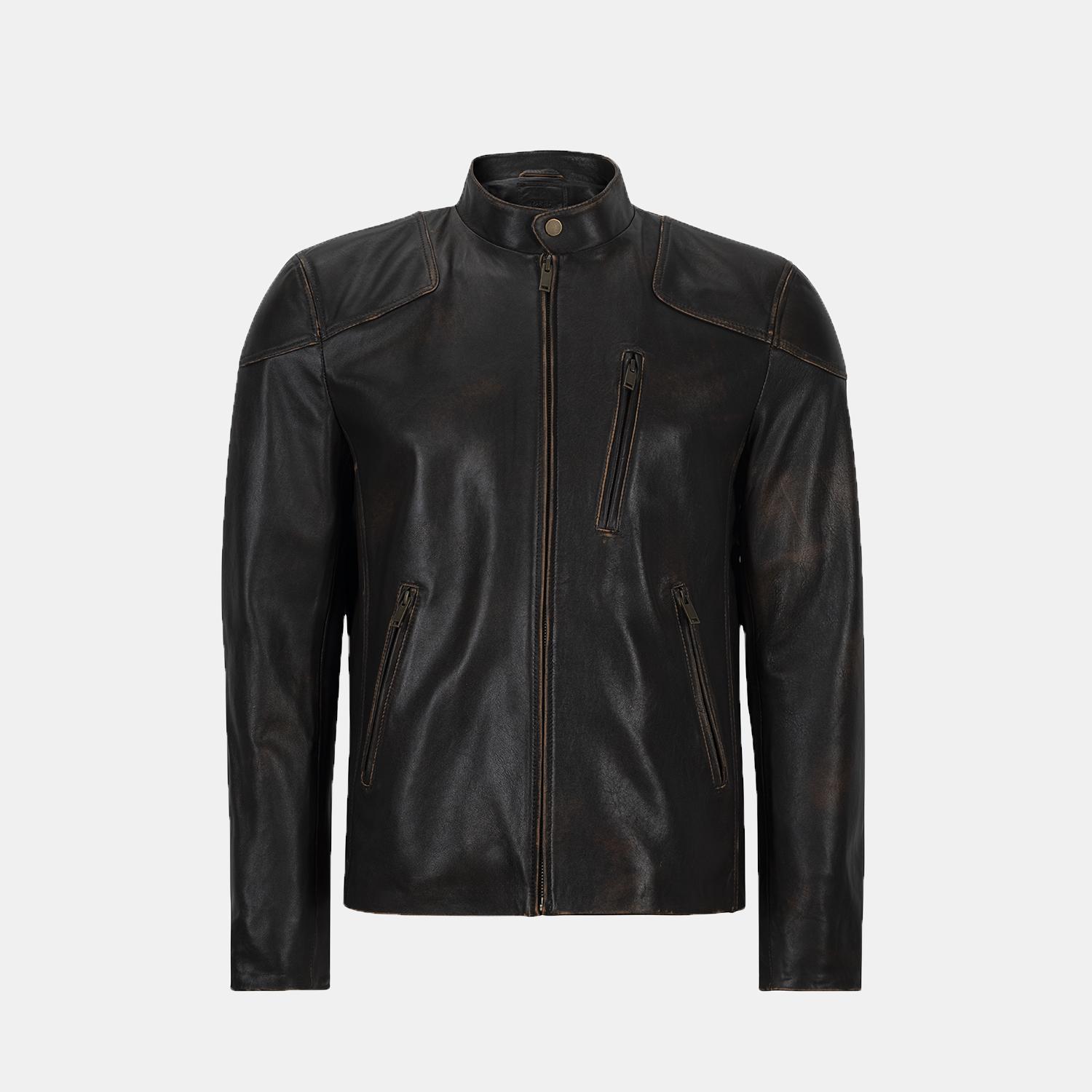 Zenon Siyah Erkek Vintage Deri Ceket