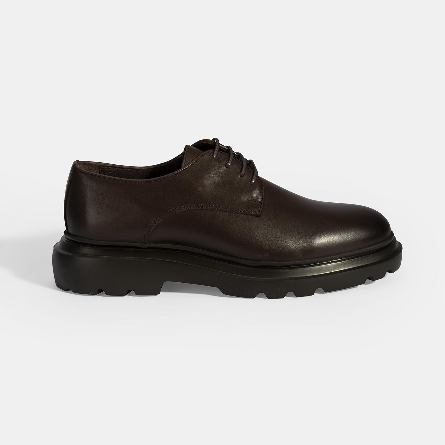 Erkek Kahve Bağcıklı Deri Klasik Ayakkabı