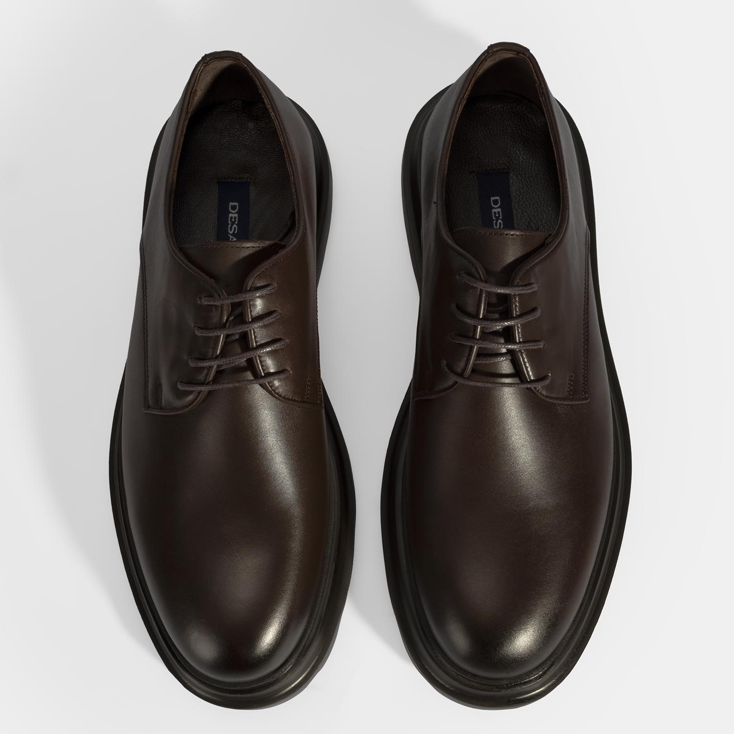 Erkek Kahve Bağcıklı Deri Klasik Ayakkabı