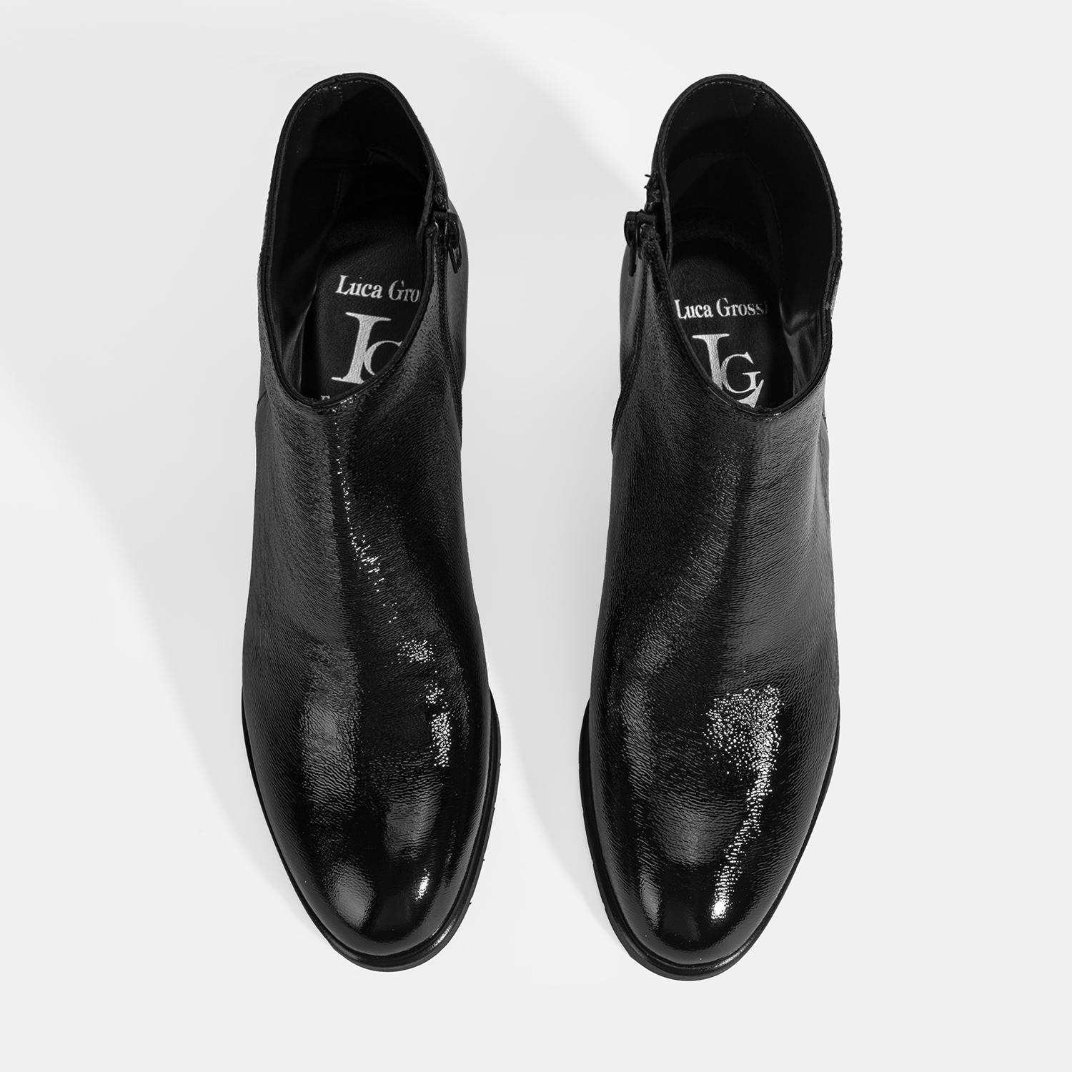 Luca Grossi Kadın Siyah Fermuarlı Topuklu Rugan Bot