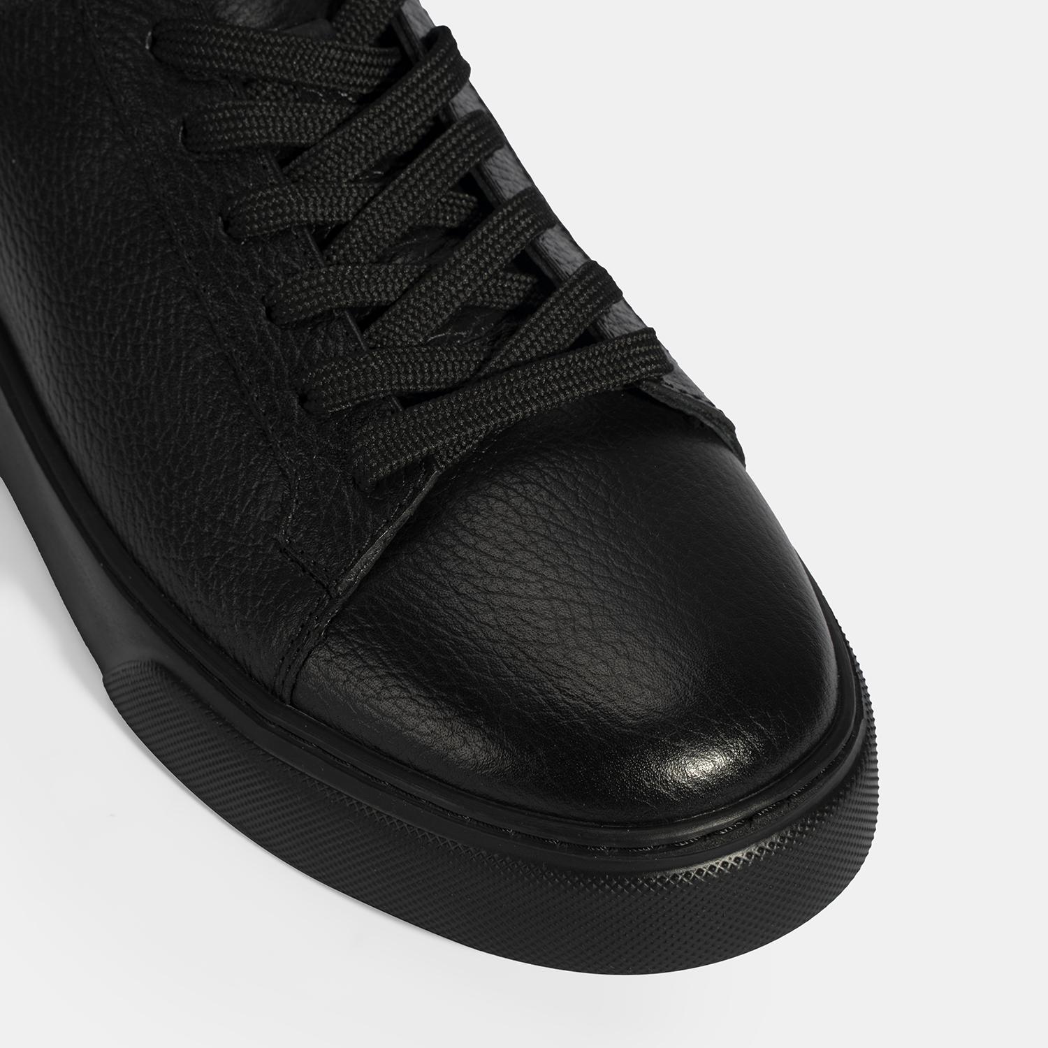 Erkek Siyah Bağcıklı Deri Günlük Ayakkabı