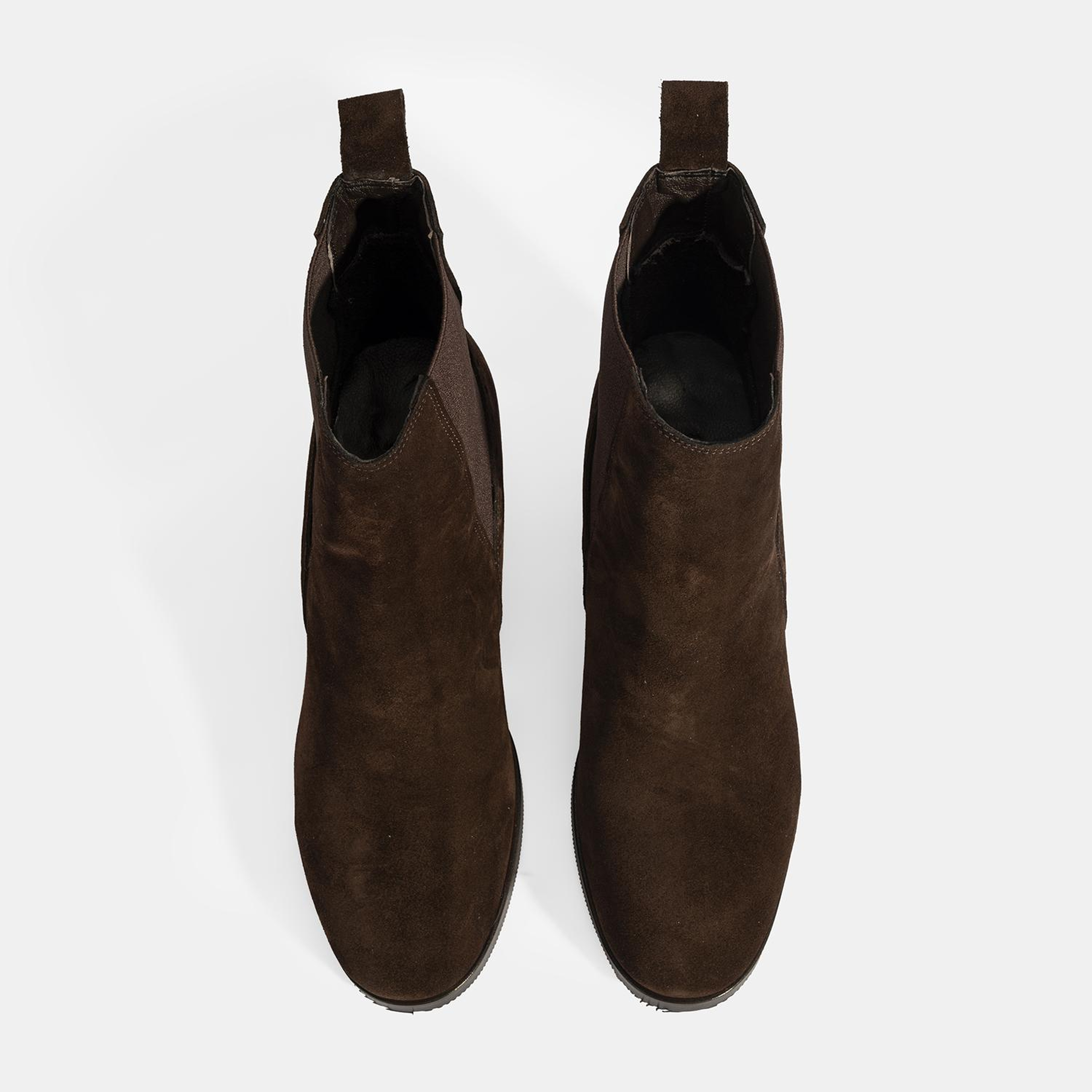 Kadın Kahve Lastikli Topuklu Süet Bot