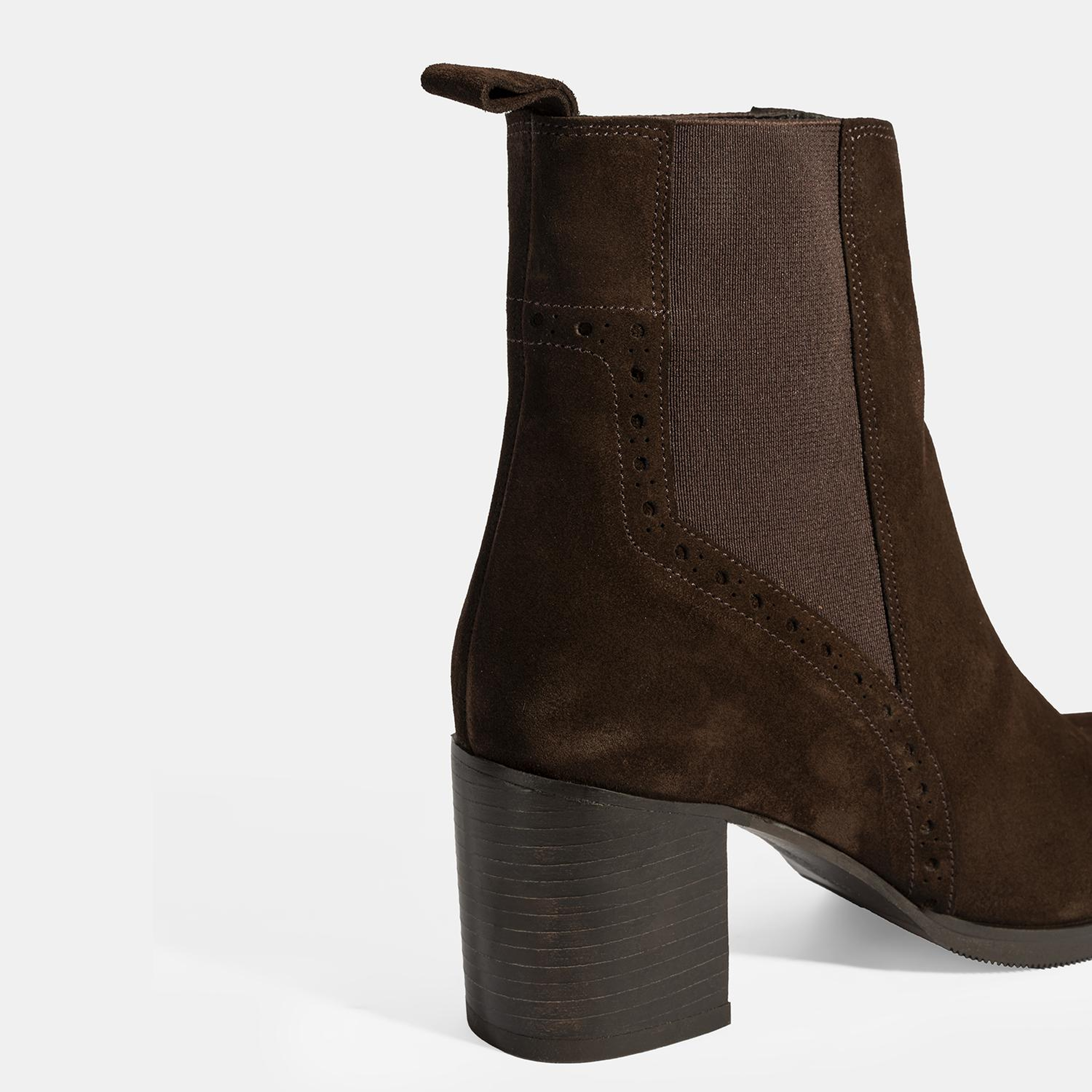 Kadın Kahve Lastikli Topuklu Süet Bot