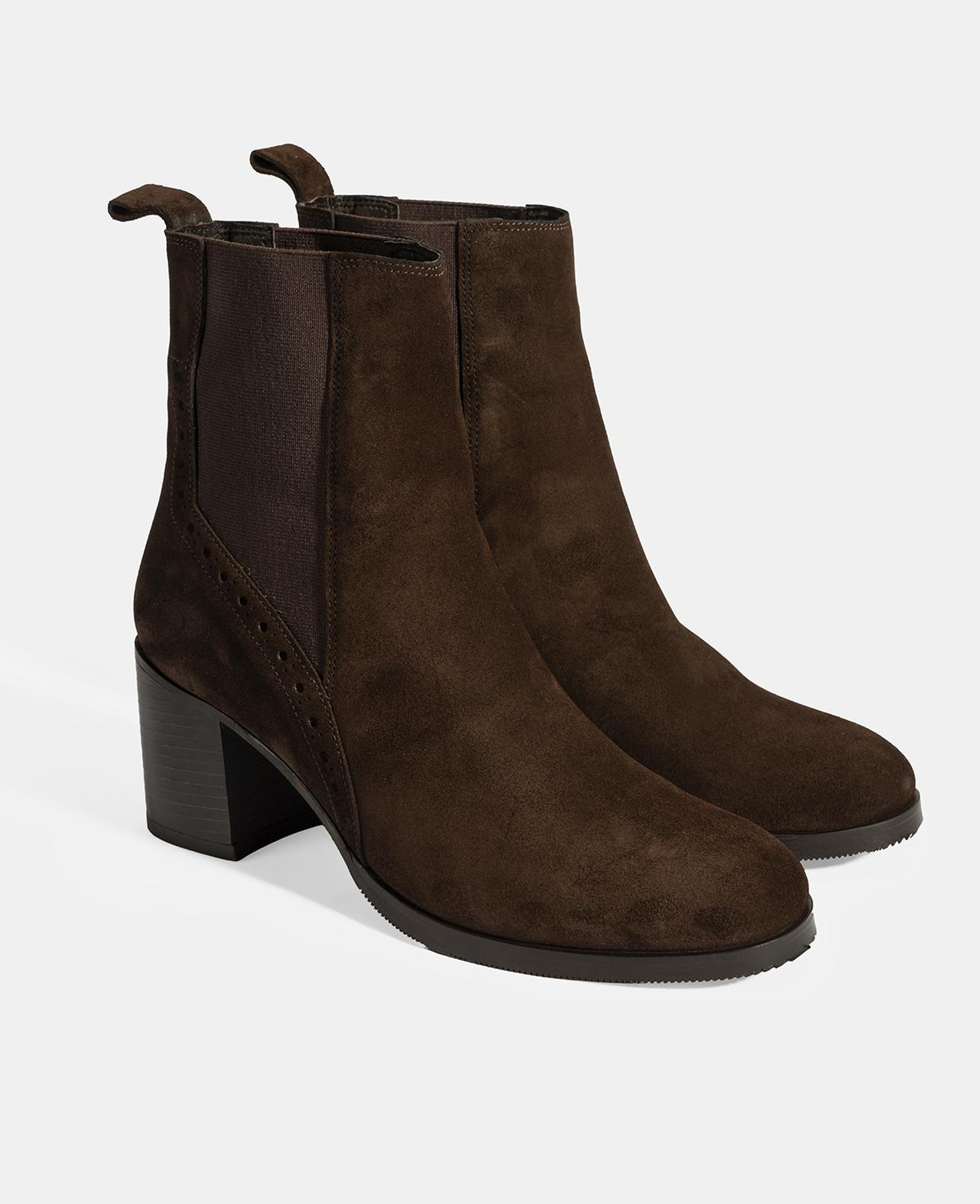 Kadın Kahve Lastikli Topuklu Süet Bot
