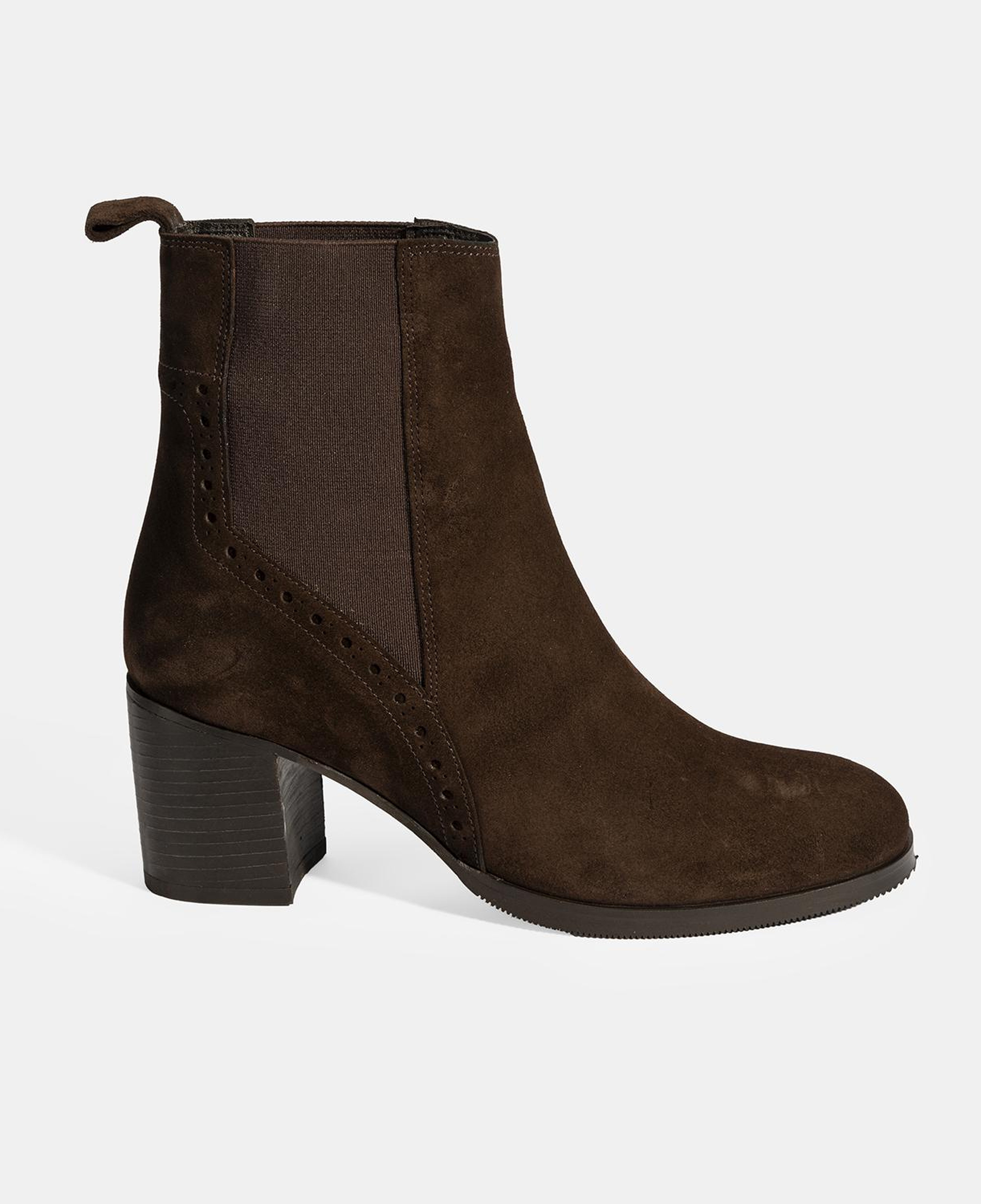 Kadın Kahve Lastikli Topuklu Süet Bot