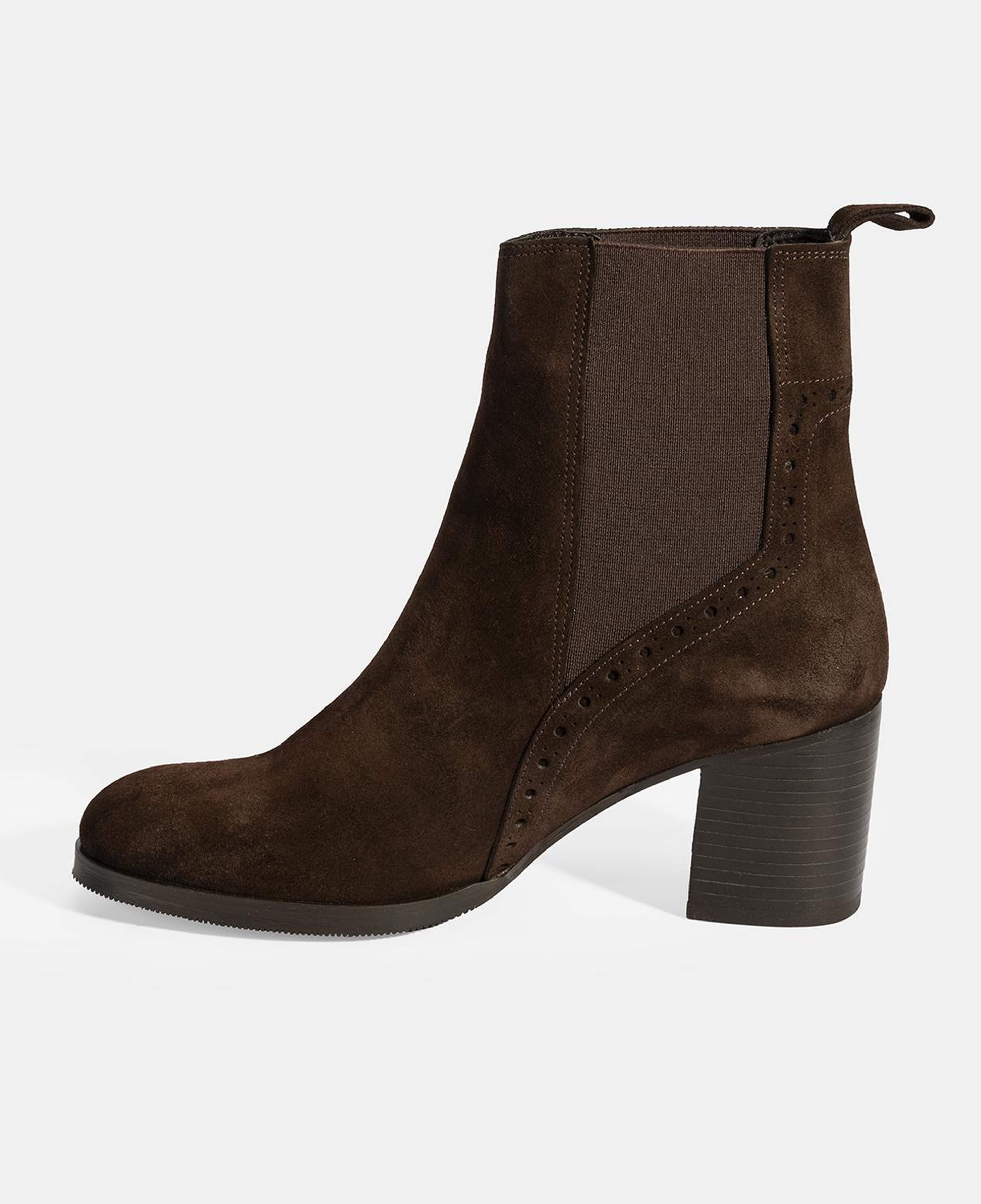Kadın Kahve Lastikli Topuklu Süet Bot