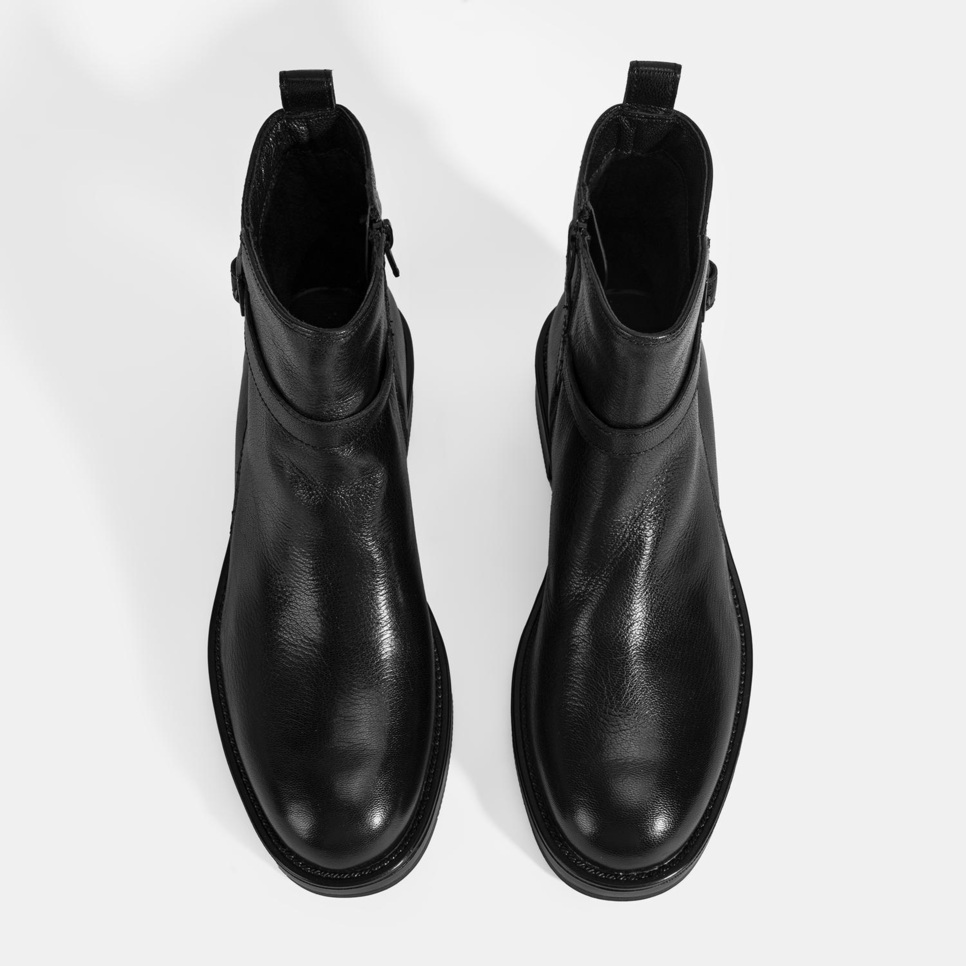 Kadın Siyah Ayarlanabilir Tokalı Deri Bot