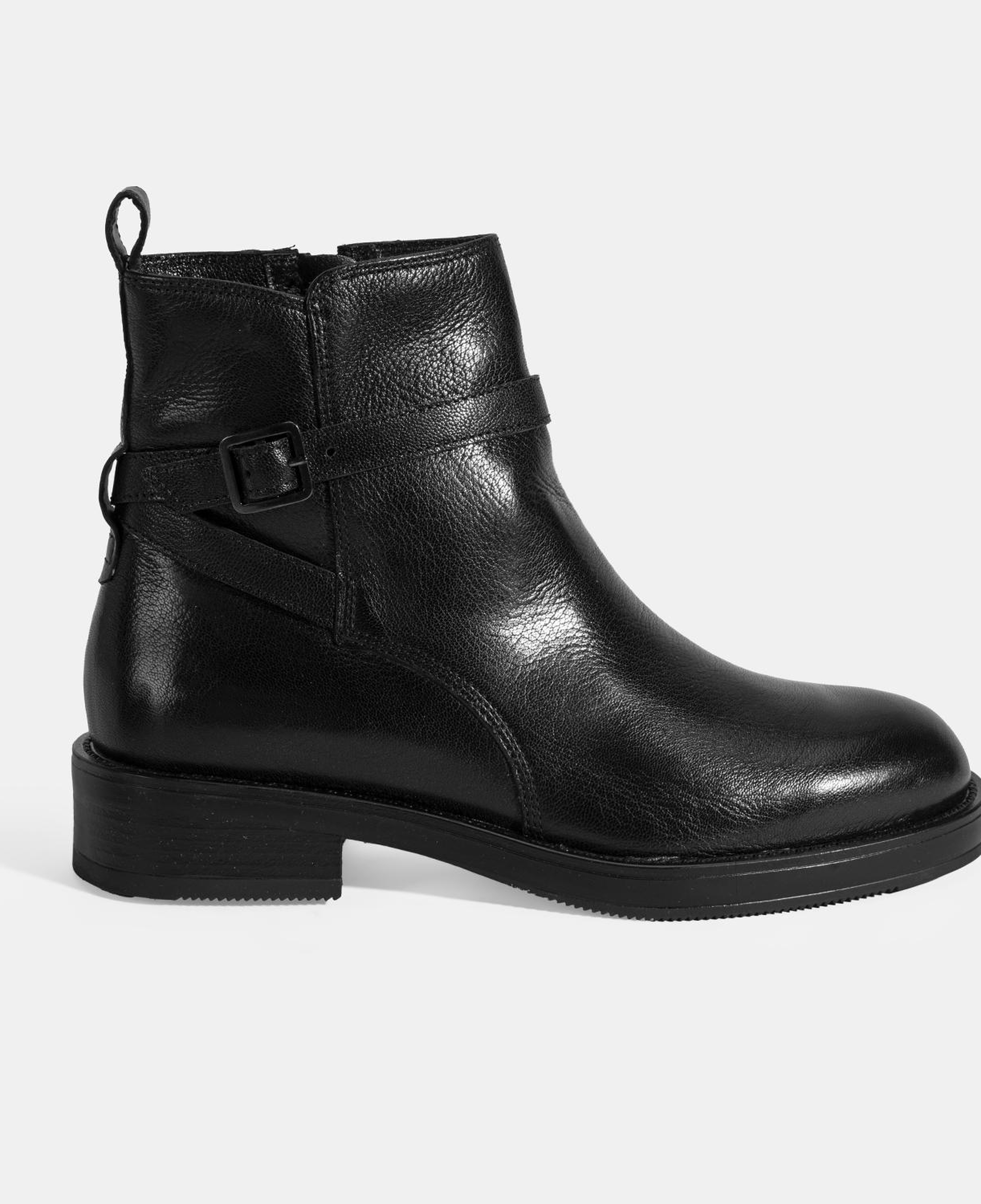 Kadın Siyah Ayarlanabilir Tokalı Deri Bot