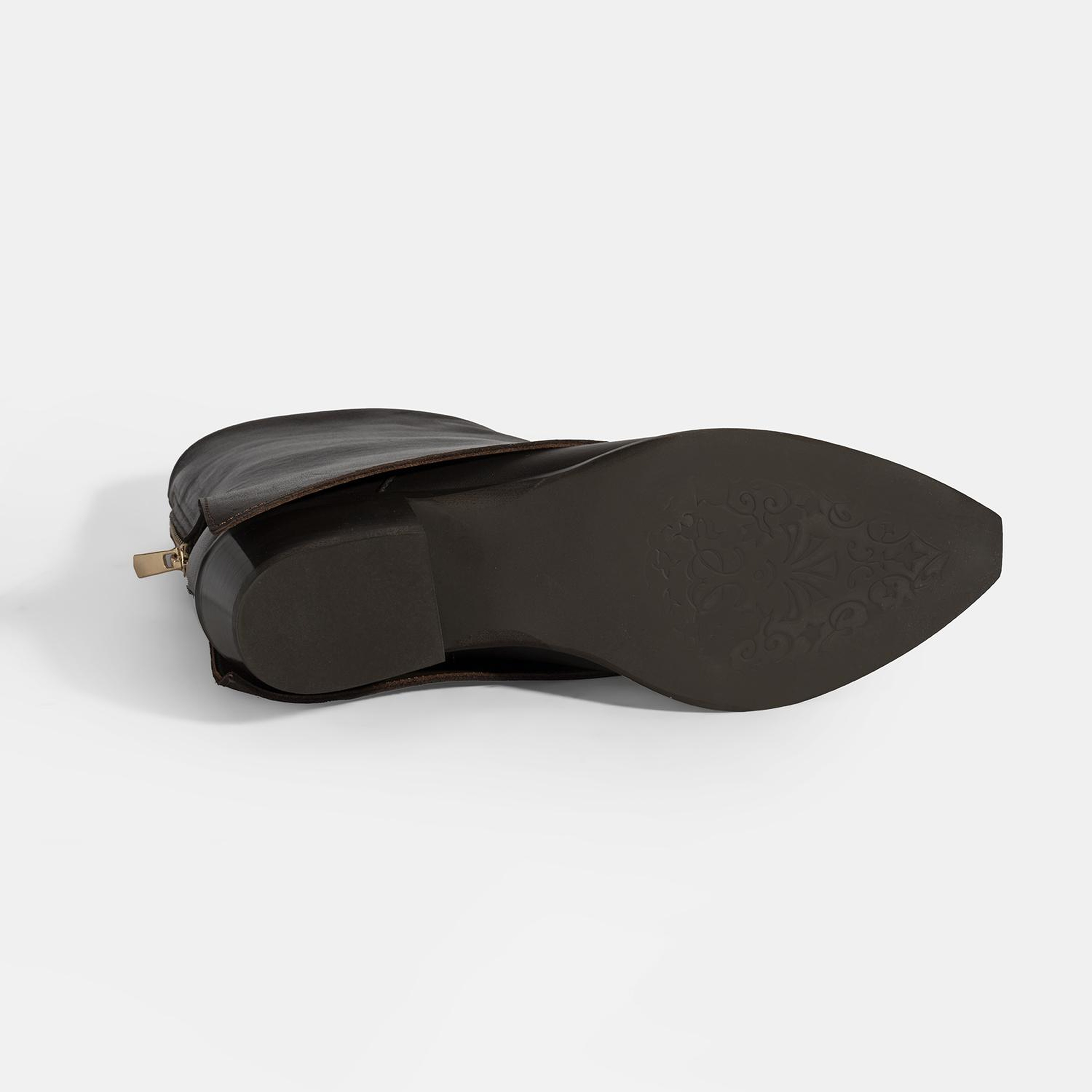 Kadın Kahve Katlama Detaylı Topuklu Deri Bot