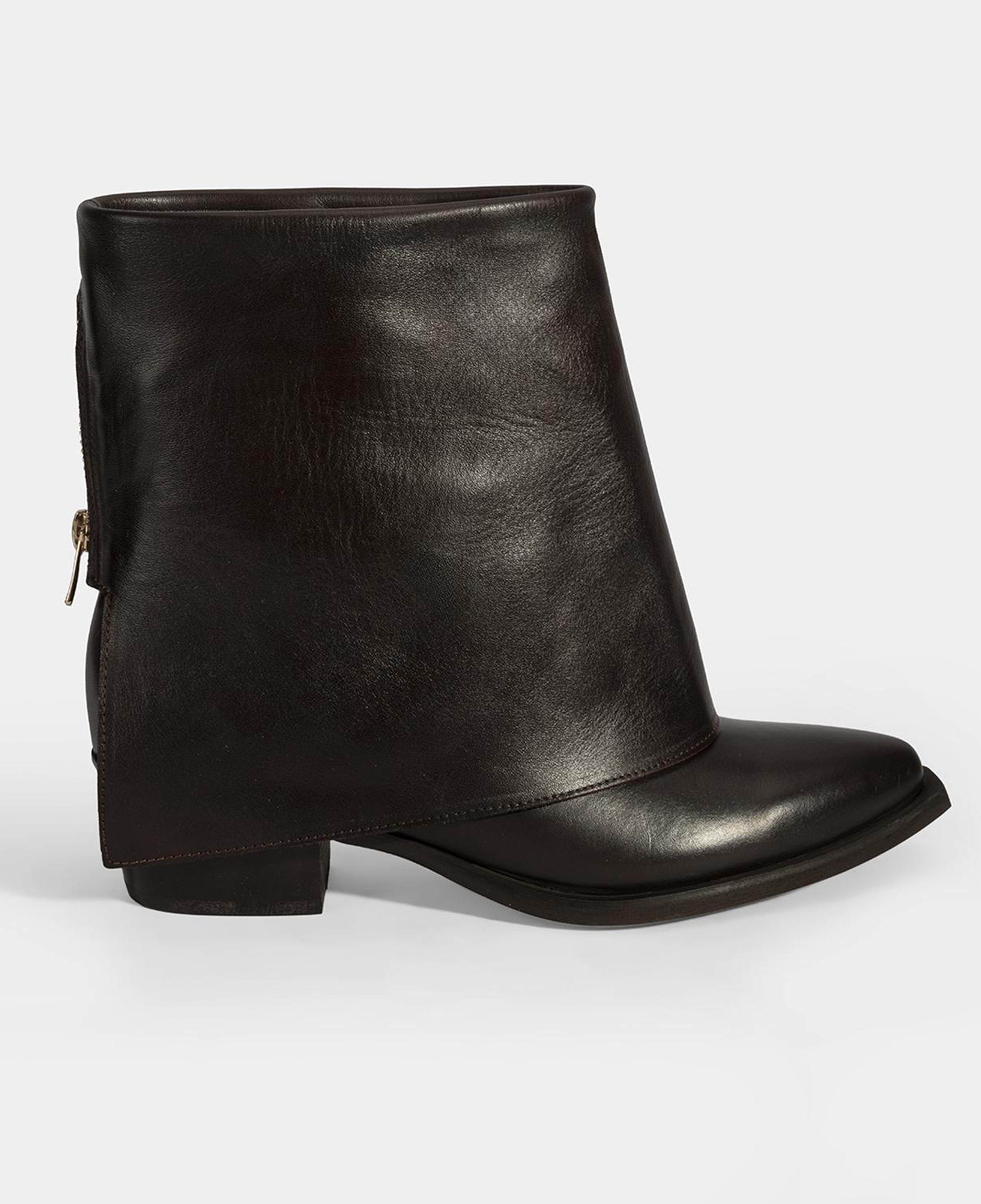 Kadın Kahve Katlama Detaylı Topuklu Deri Bot