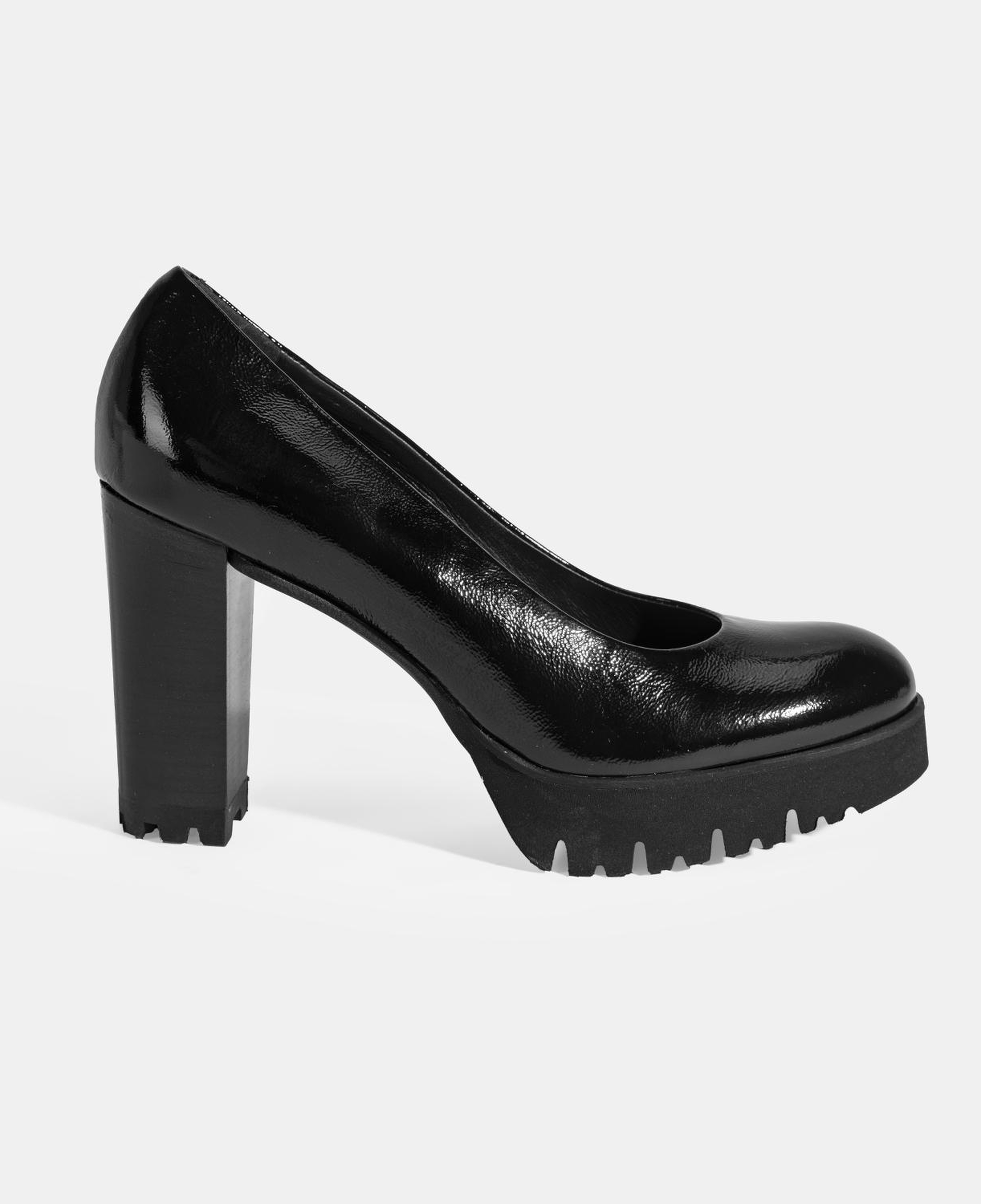 Luca Grossi Kadın Siyah Platform Topuklu Rugan Ayakkabı