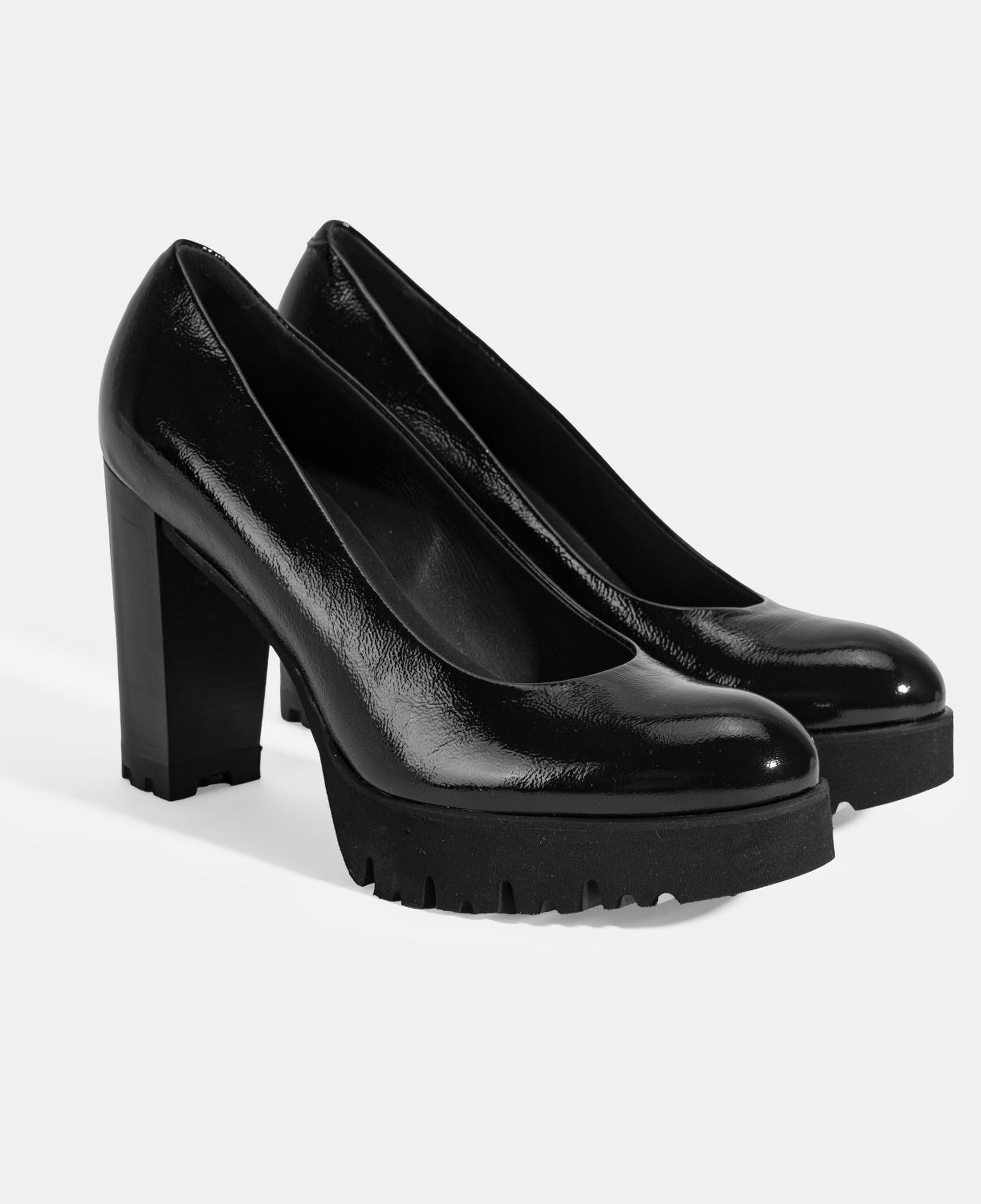 Luca Grossi Kadın Siyah Platform Topuklu Rugan Ayakkabı