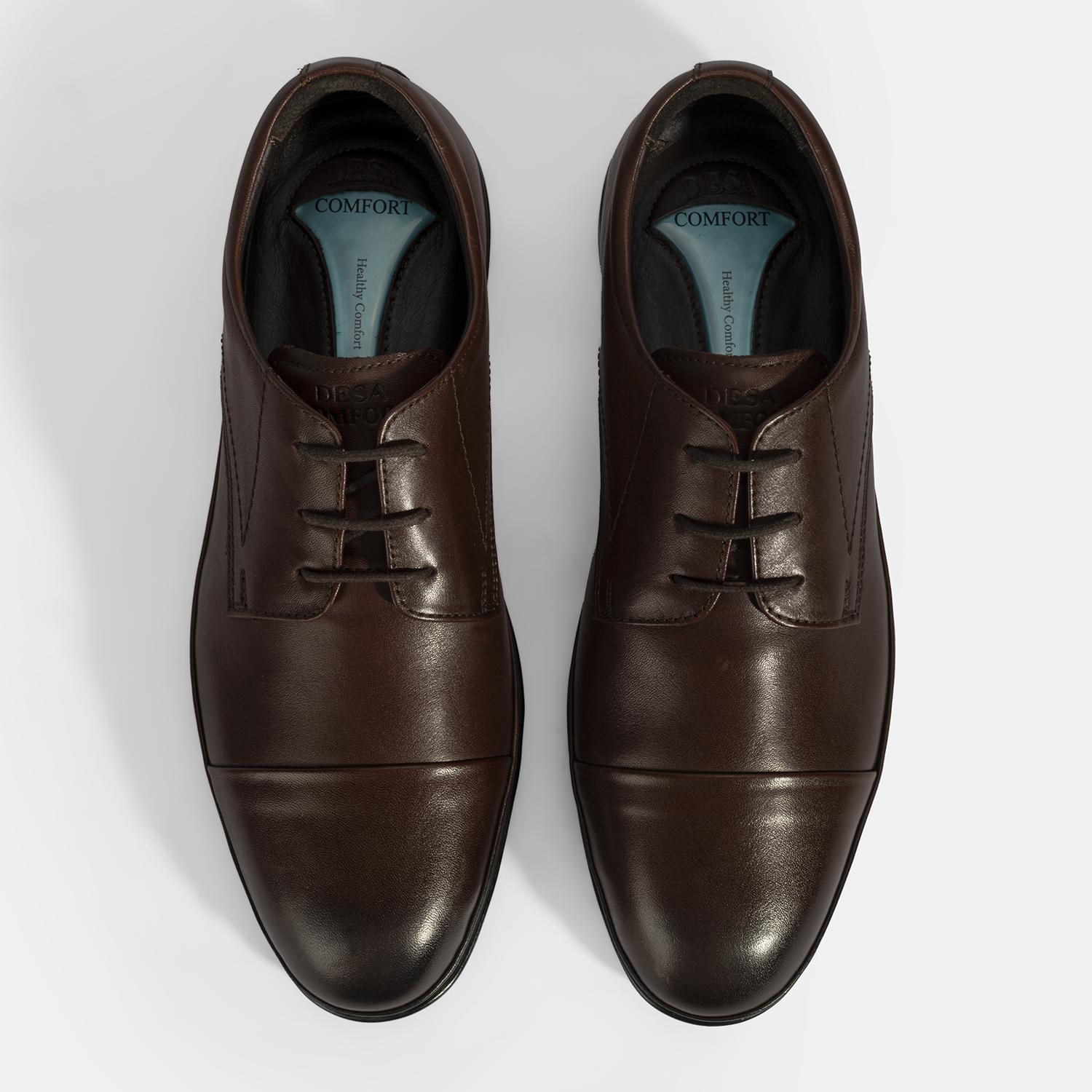 Erkek Kahve DesaComfort Bağcıklı Deri Ayakkabı