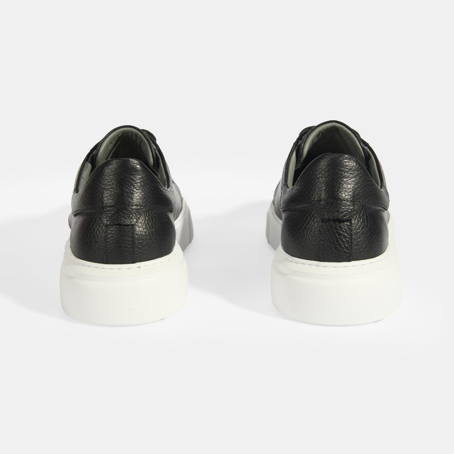 Reminya Siyah Erkek Deri Bağcıklı Günlük Ayakkabı