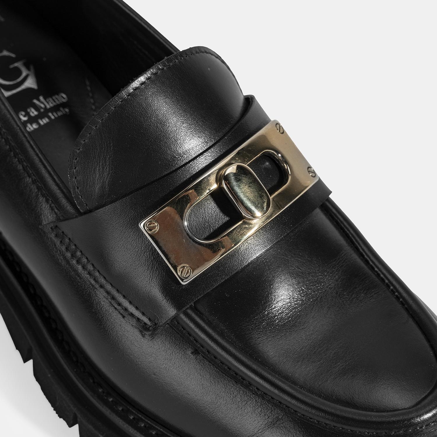 Luca Grossi Kadın Siyah Toka Detaylı Deri Loafer