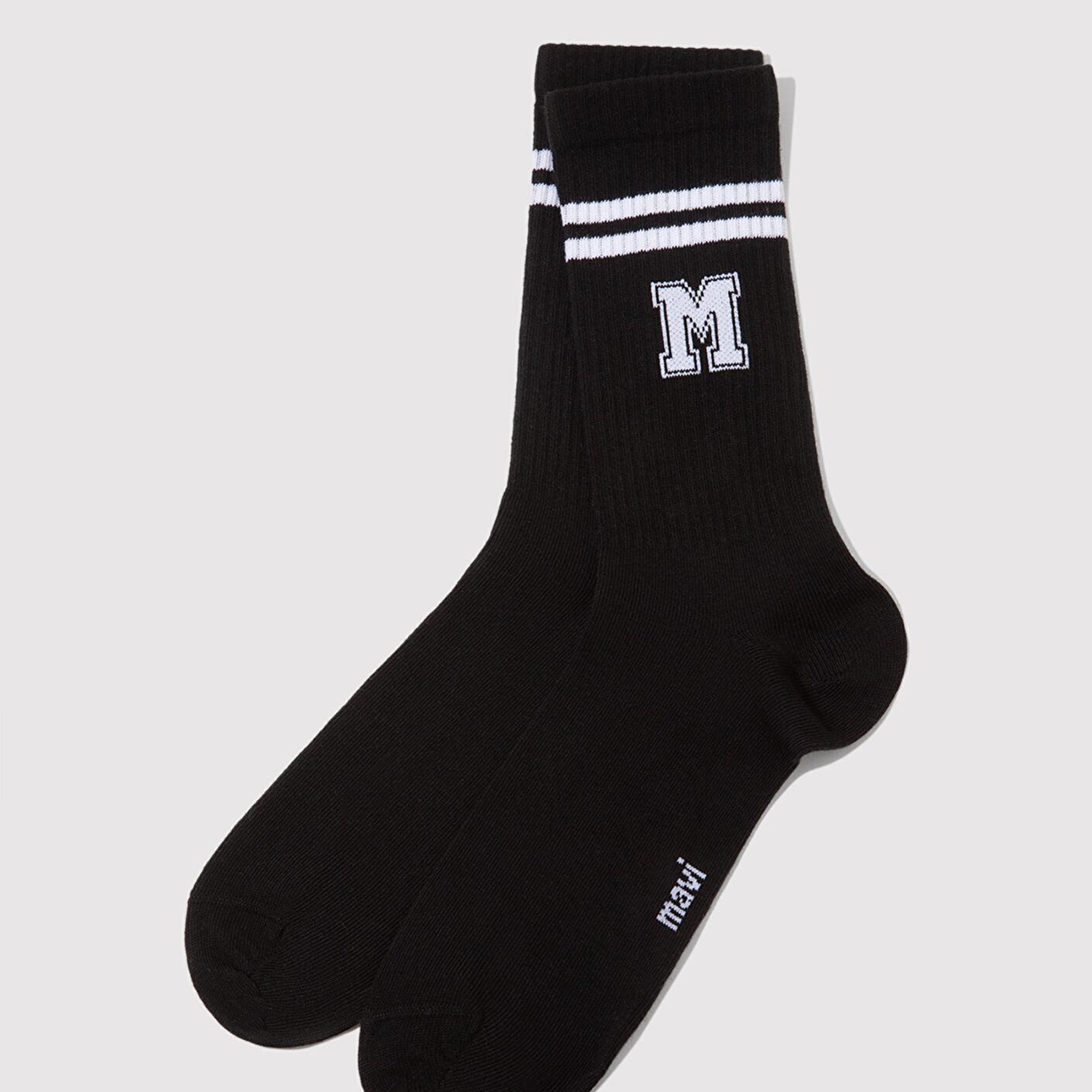 Mavi Baskılı Siyah Soket Çorap 0911108-900