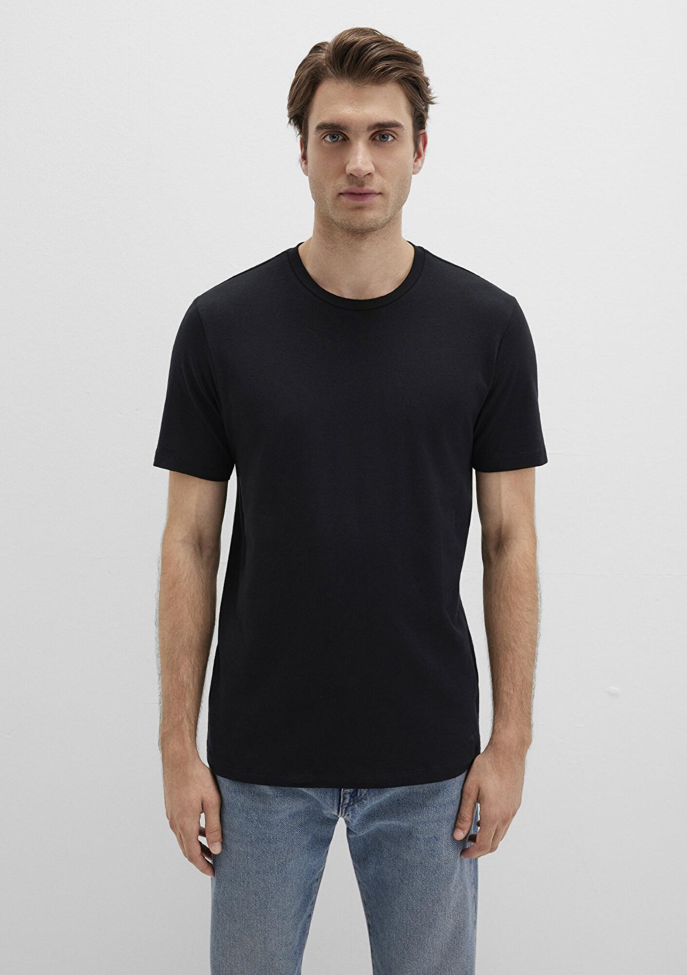 Mavi Stretch Siyah Basic Tişört Fitted / Vücuda Oturan Kesim 061747-900