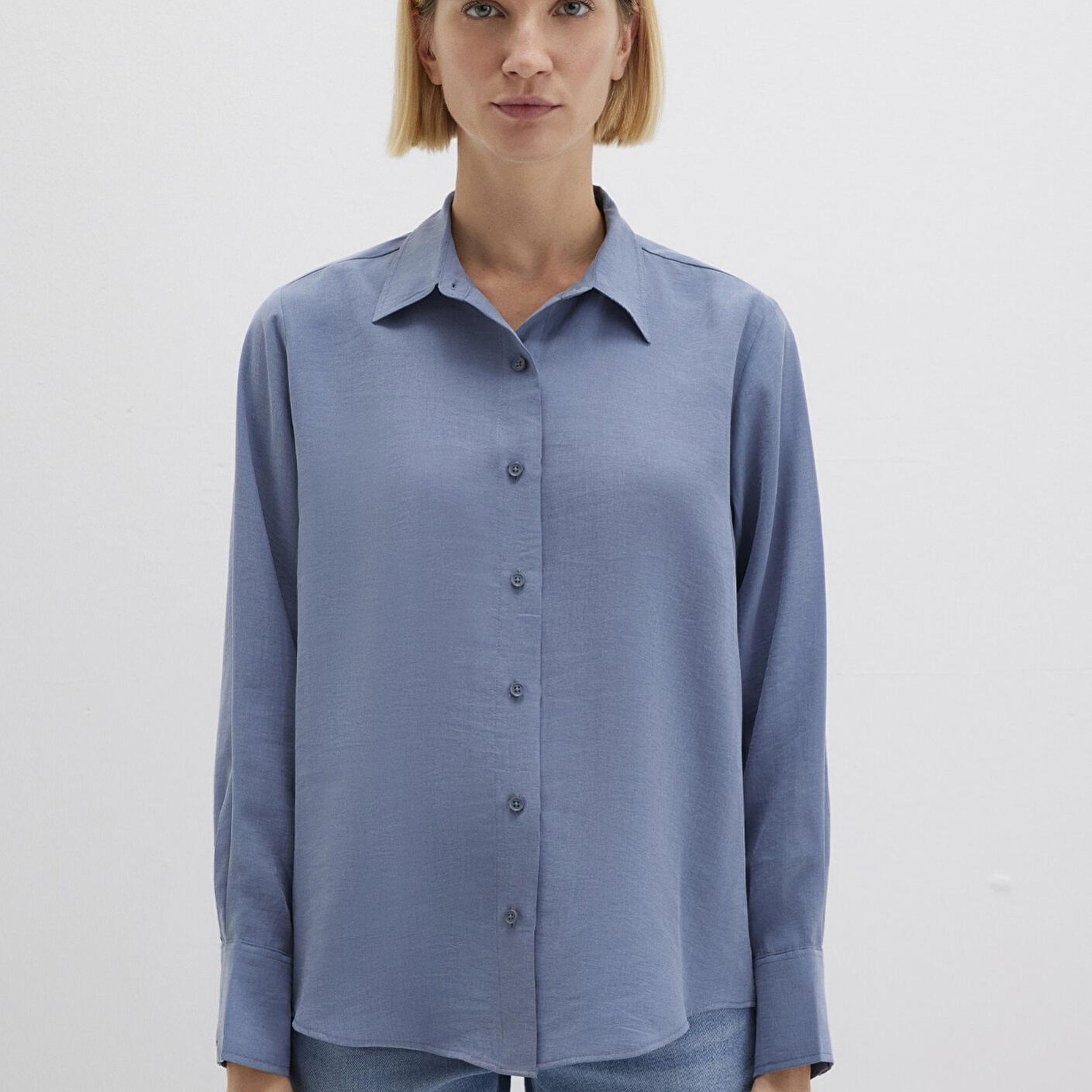 Mavi Mavi (TENCEL™) Liyosel Gömlek Loose Fit / Bol Rahat Kesim 1211373-70728