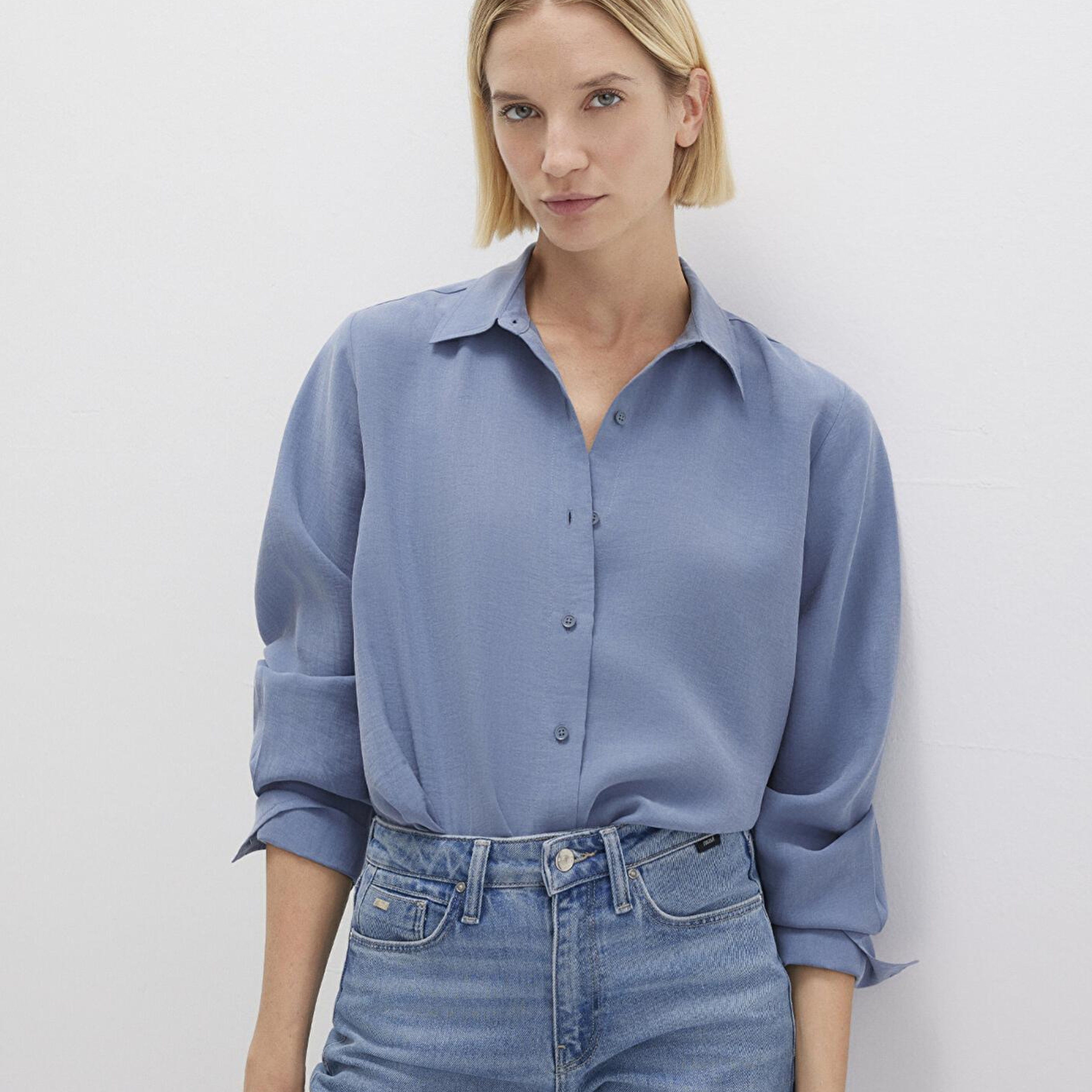 Mavi Mavi (TENCEL™) Liyosel Gömlek Loose Fit / Bol Rahat Kesim 1211373-70728