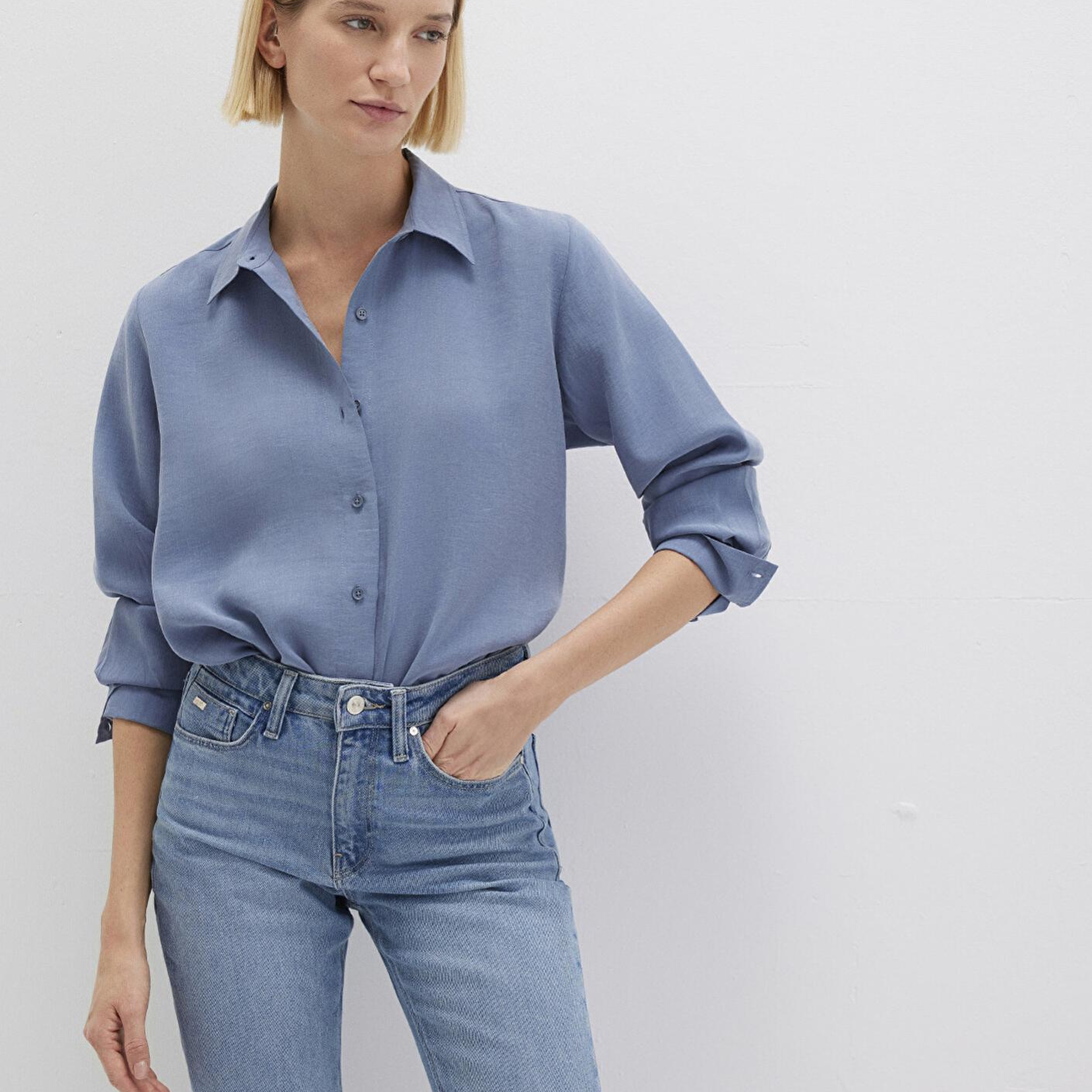 Mavi Mavi (TENCEL™) Liyosel Gömlek Loose Fit / Bol Rahat Kesim 1211373-70728