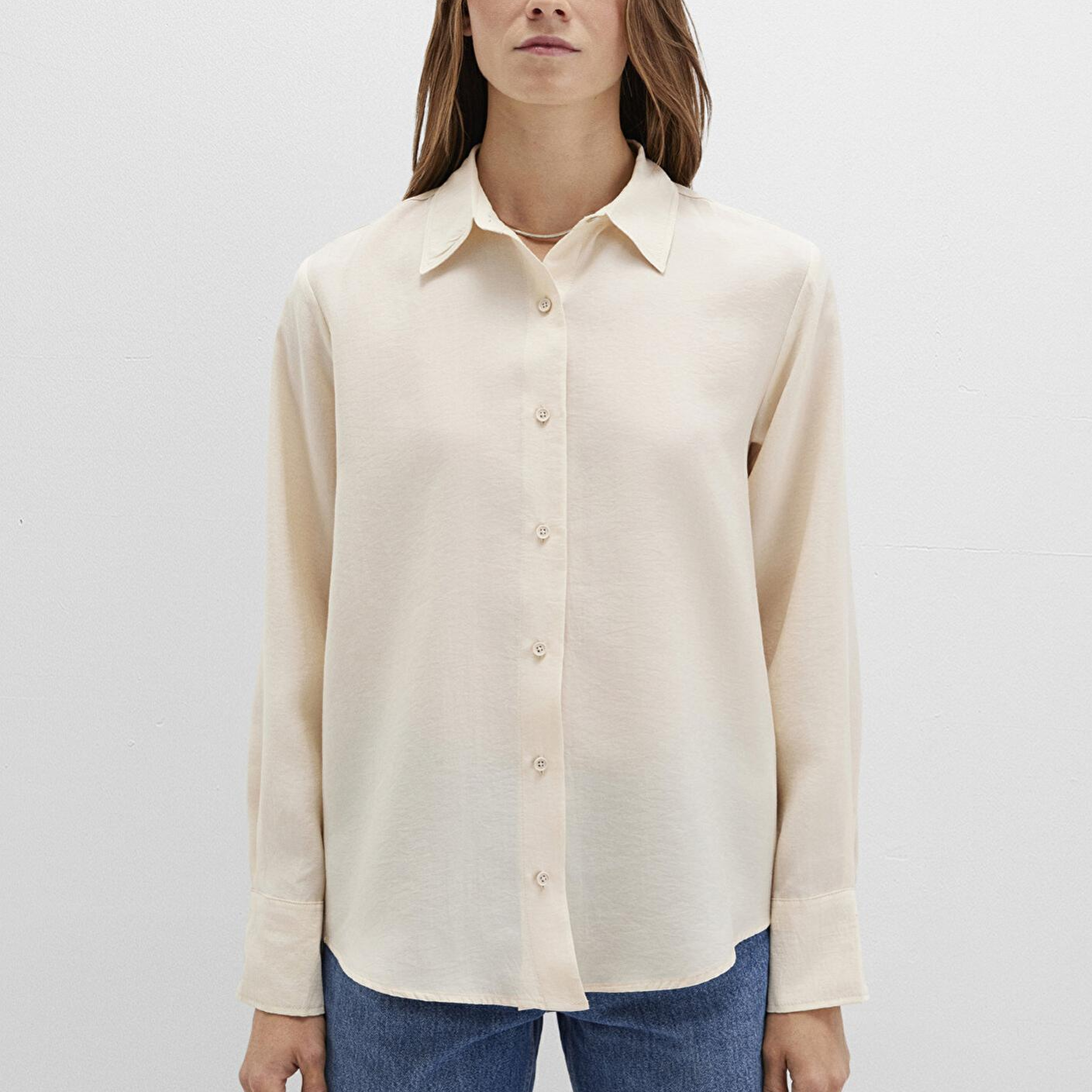 Mavi Bej (TENCEL™) Liyosel Gömlek Loose Fit / Bol Rahat Kesim 1211373-70005