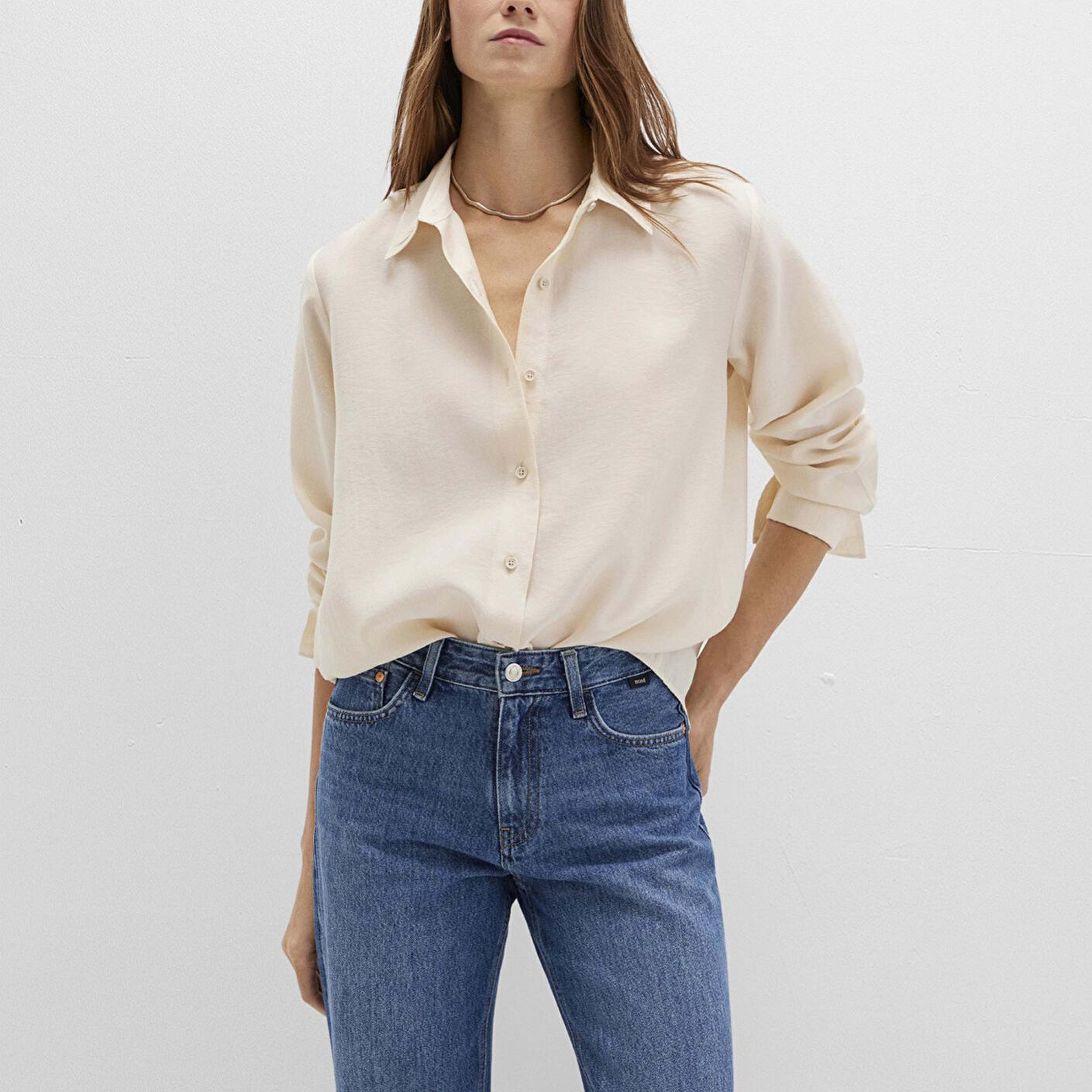 Mavi Bej (TENCEL™) Liyosel Gömlek Loose Fit / Bol Rahat Kesim 1211373-70005