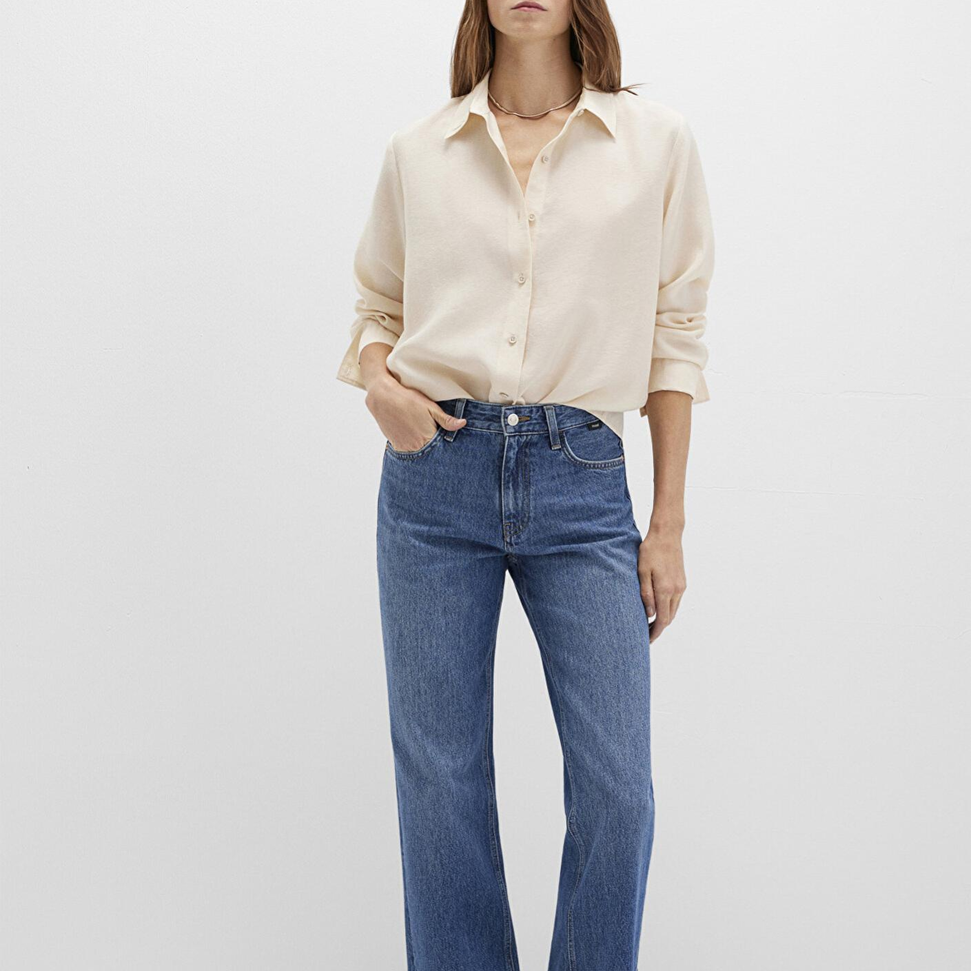 Mavi Bej (TENCEL™) Liyosel Gömlek Loose Fit / Bol Rahat Kesim 1211373-70005