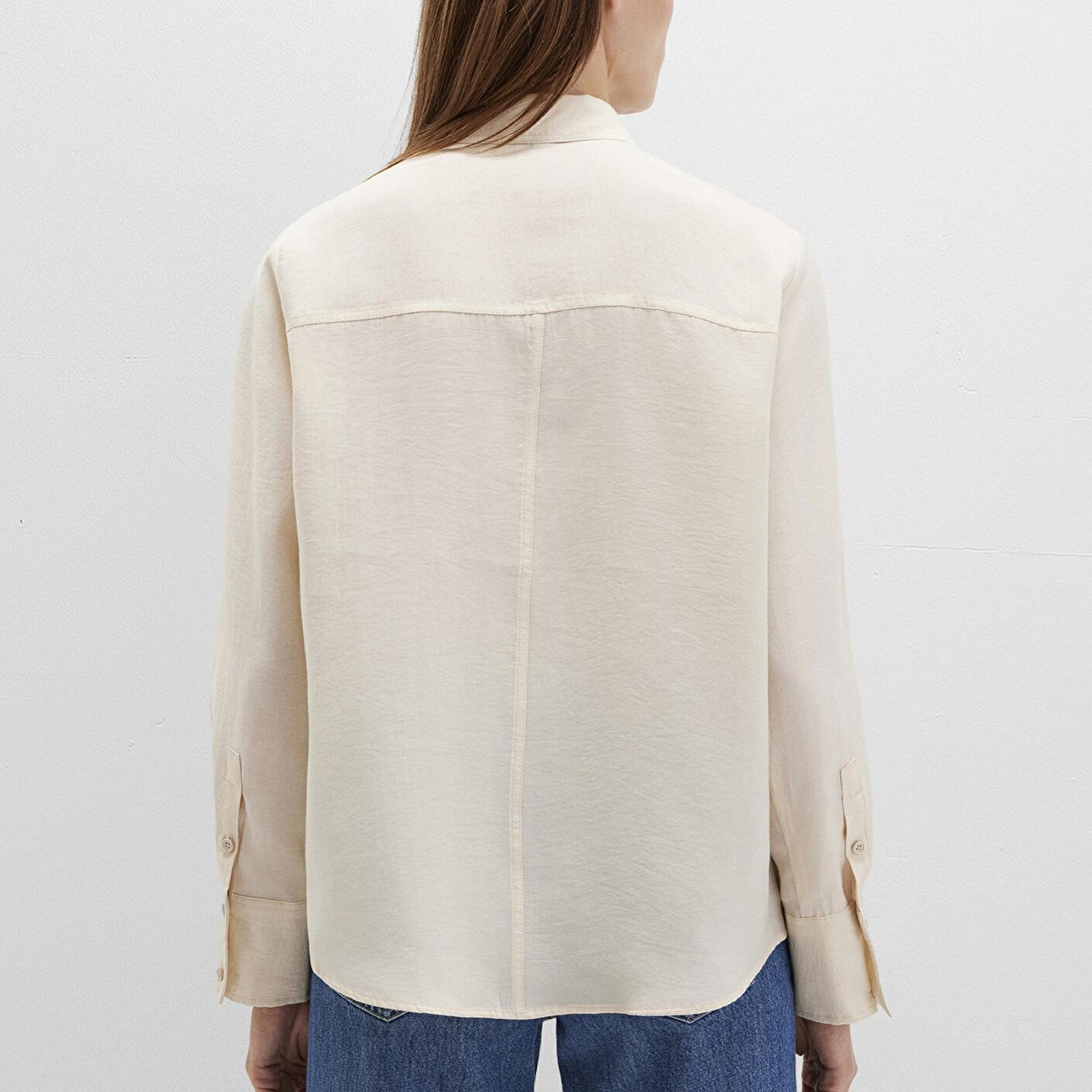 Mavi Bej (TENCEL™) Liyosel Gömlek Loose Fit / Bol Rahat Kesim 1211373-70005