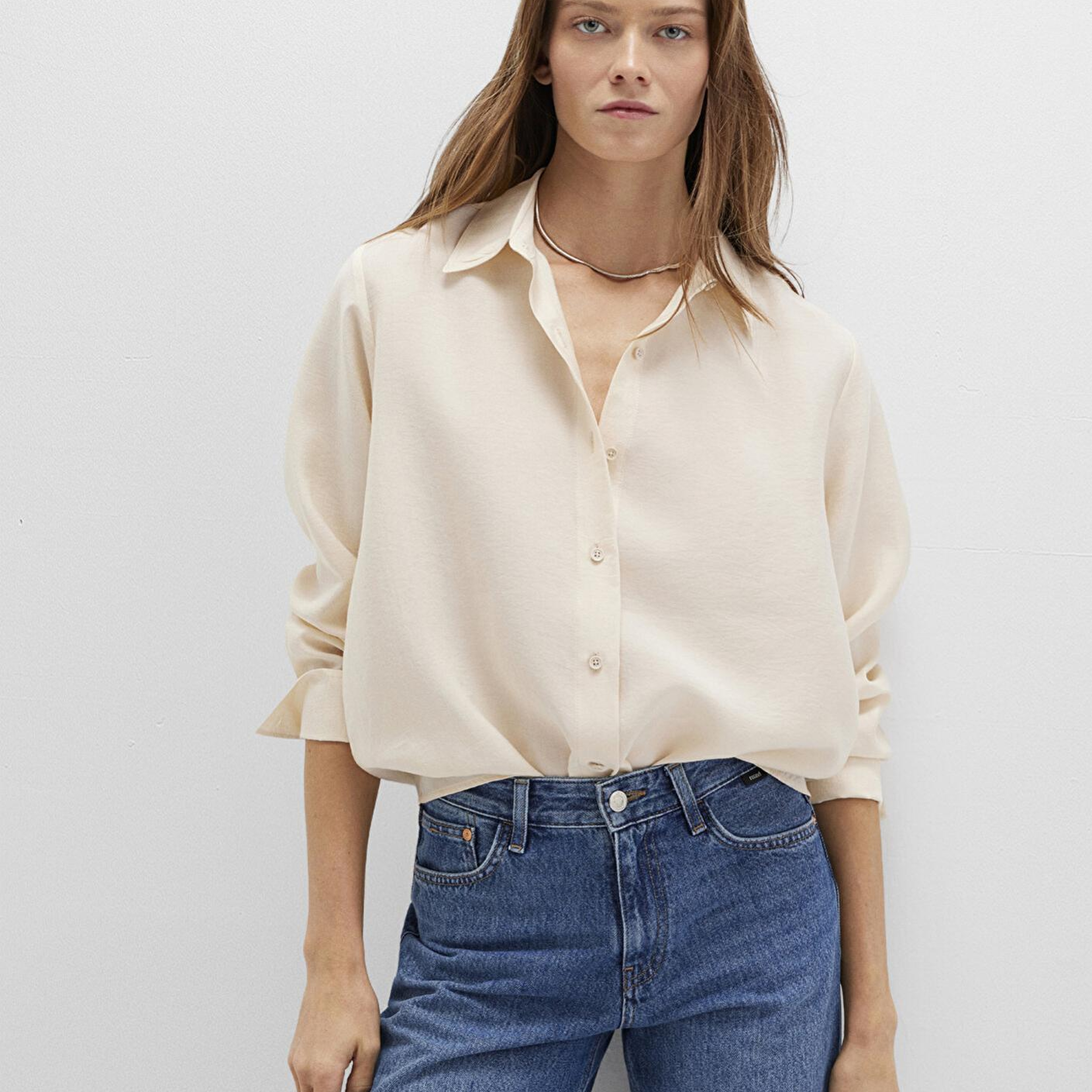 Mavi Bej (TENCEL™) Liyosel Gömlek Loose Fit / Bol Rahat Kesim 1211373-70005