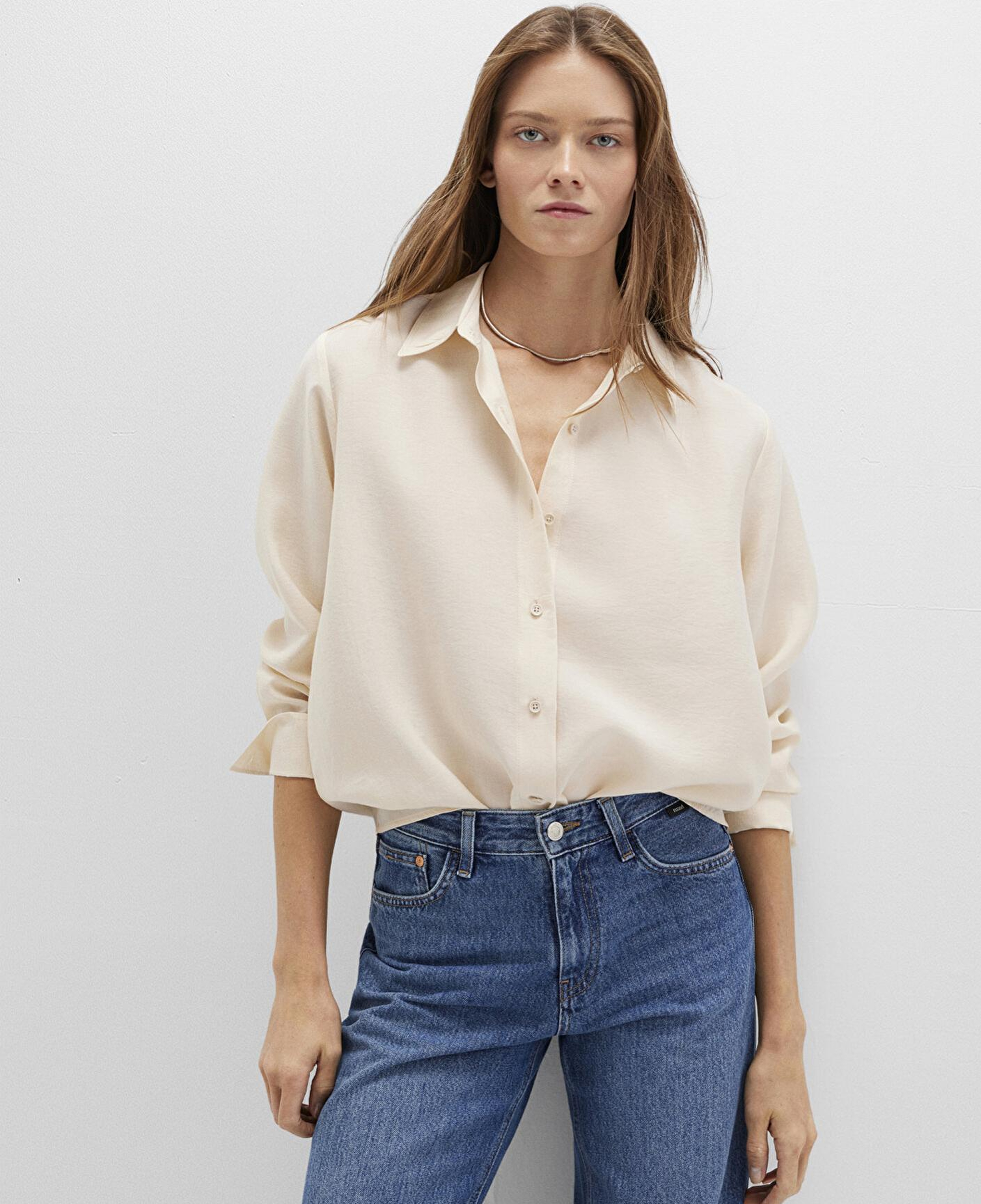 Mavi Bej (TENCEL™) Liyosel Gömlek Loose Fit / Bol Rahat Kesim 1211373-70005