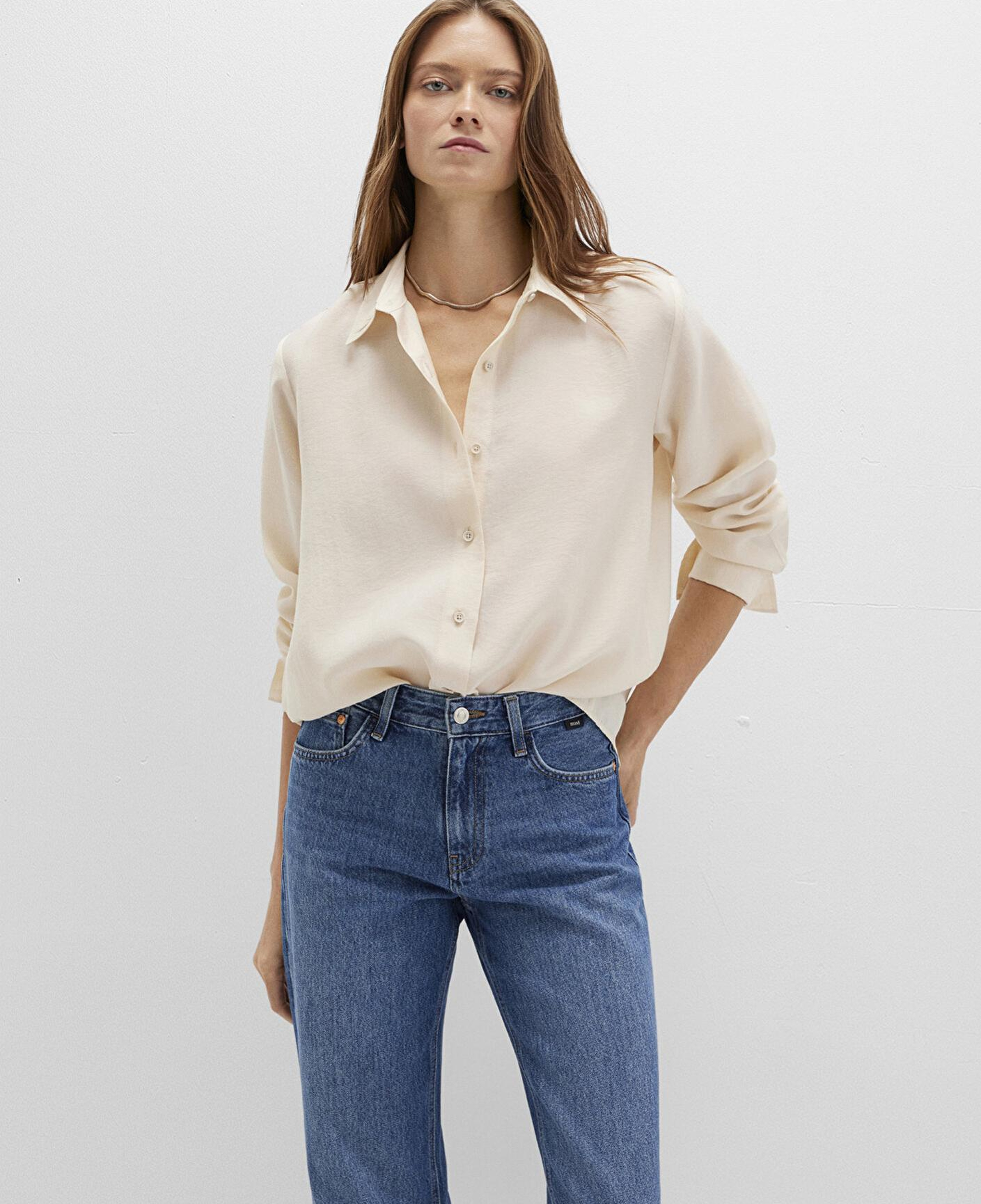 Mavi Bej (TENCEL™) Liyosel Gömlek Loose Fit / Bol Rahat Kesim 1211373-70005