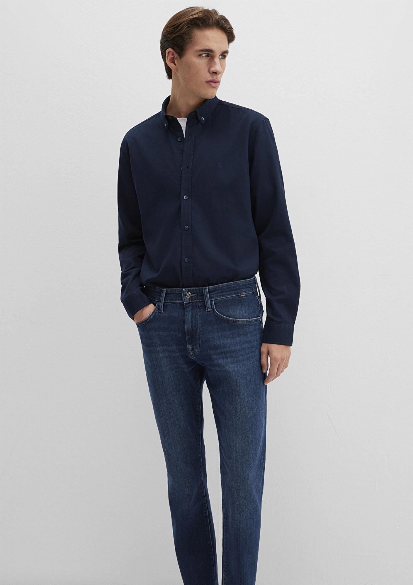 Mavi M Logo Nakışlı Lacivert Gömlek Slim Fit / Dar Kesim 0211192-70492