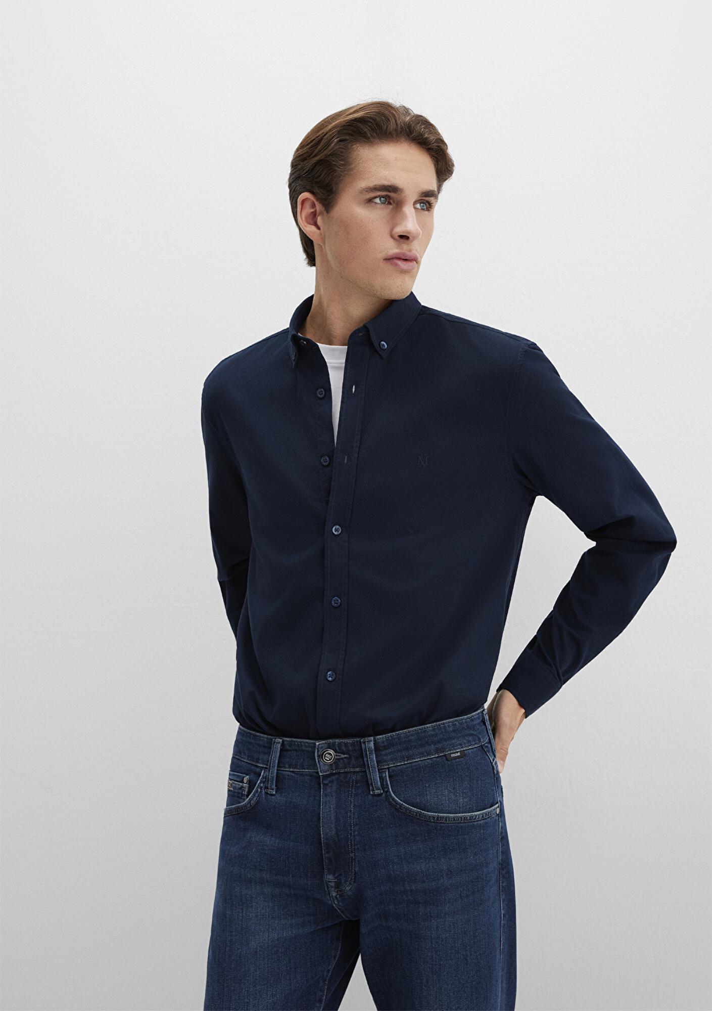 Mavi M Logo Nakışlı Lacivert Gömlek Slim Fit / Dar Kesim 0211192-70492