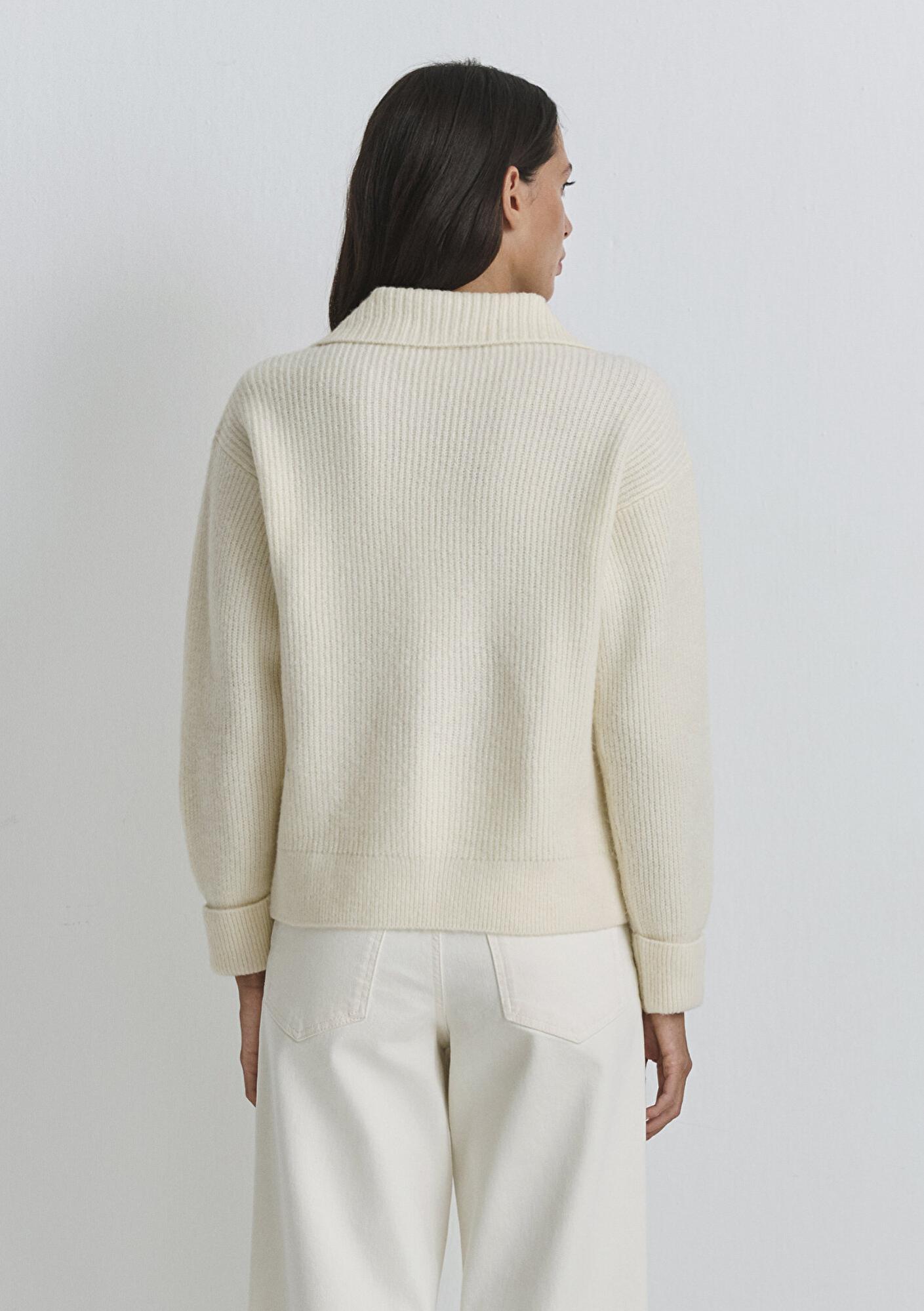 Mavi Polo Yaka Ekru Kazak 1710879-80194