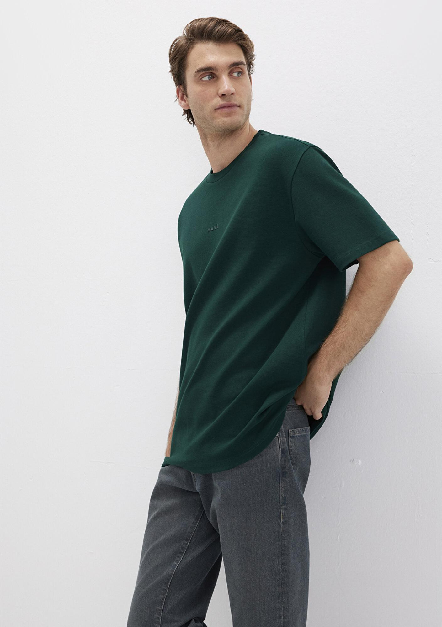 Mavi Mavi Logo Baskılı Yeşil Tişört Loose Fit / Bol Rahat Kesim 0613250-71929