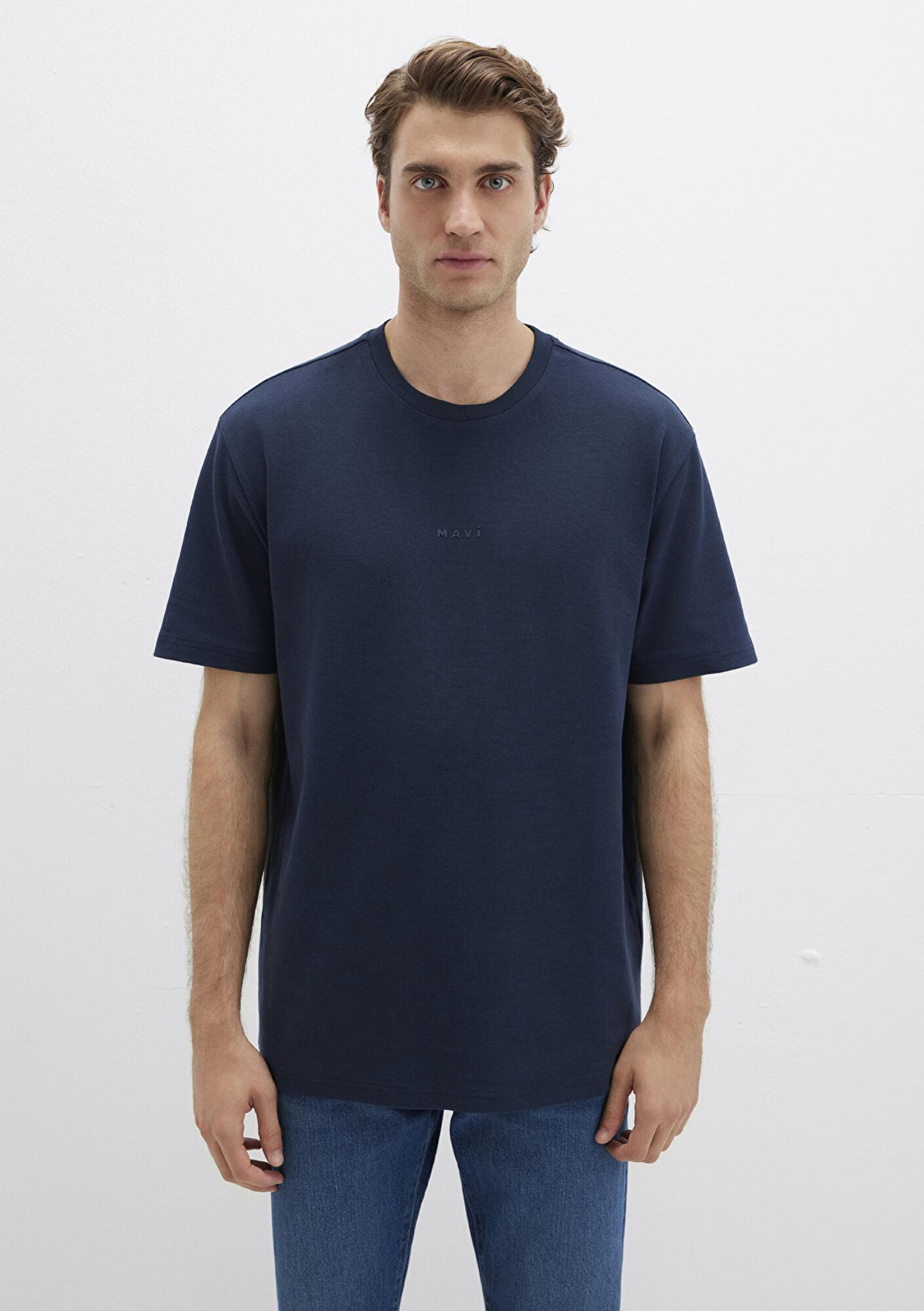 Mavi Mavi Logo Baskılı Lacivert Tişört Loose Fit / Bol Rahat Kesim 0613250-70490