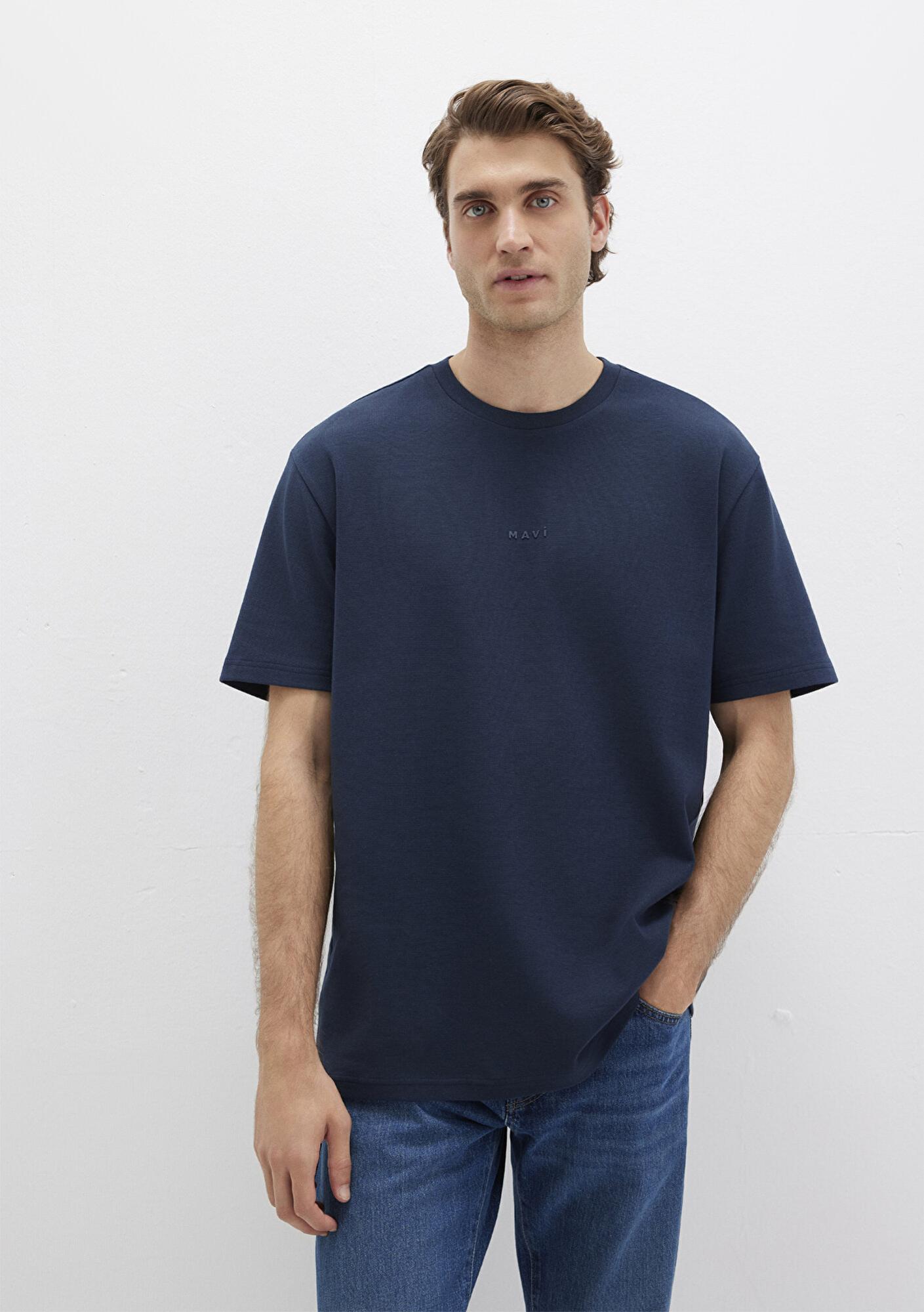 Mavi Mavi Logo Baskılı Lacivert Tişört Loose Fit / Bol Rahat Kesim 0613250-70490