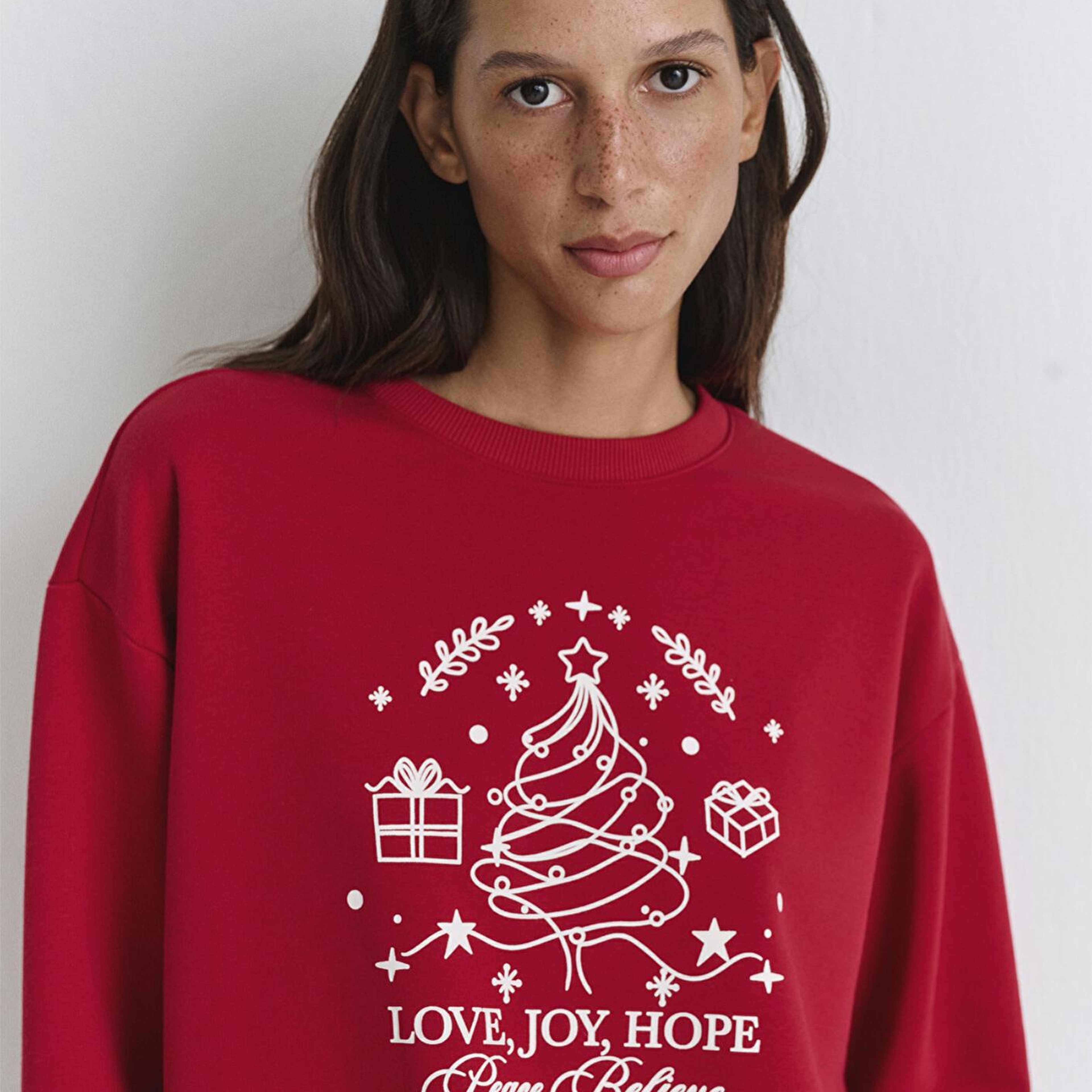 Mavi Yılbaşı Temalı Kırmızı Sweatshirt 1S10507-70390