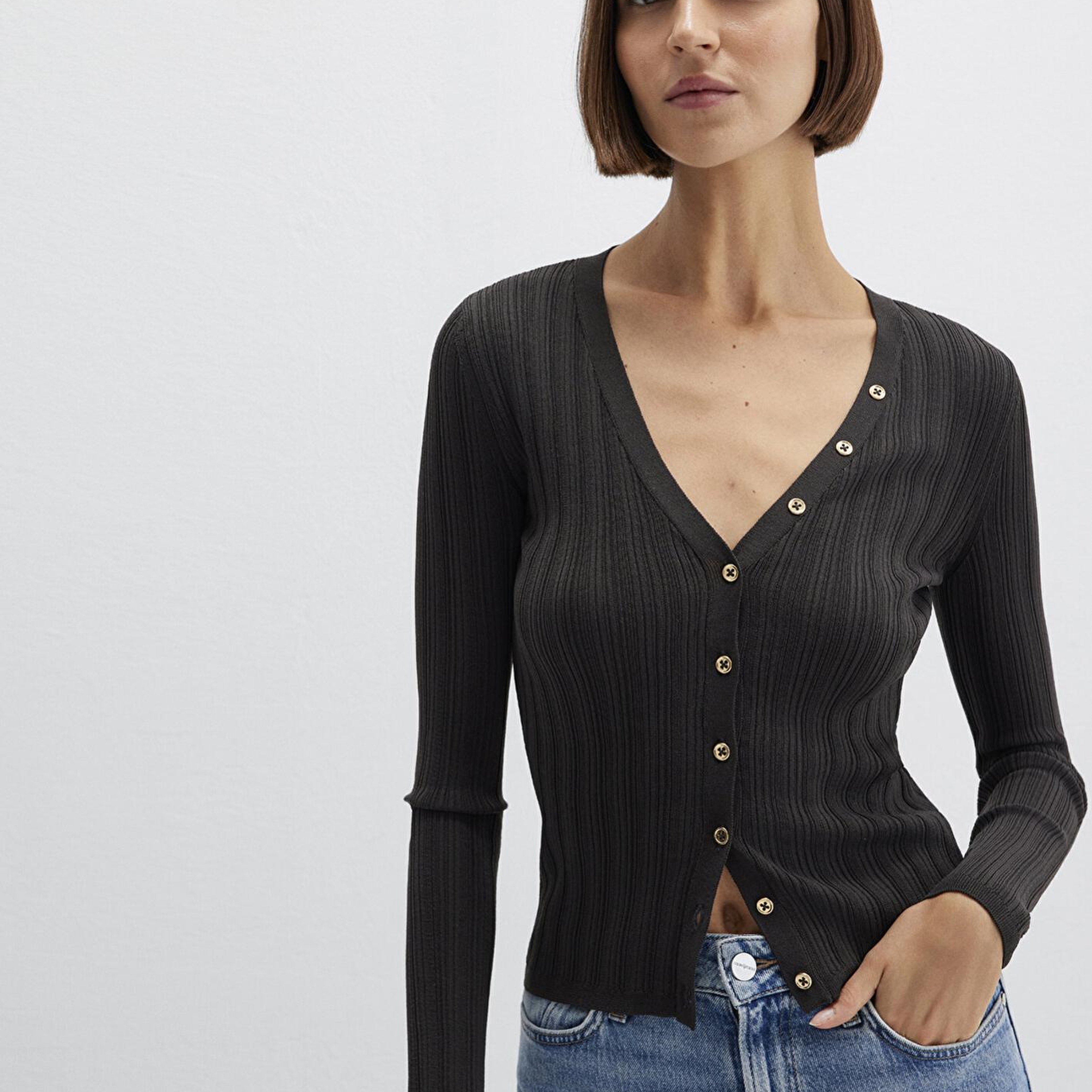 Mavi Antrasit Hırka Fitted / Vücuda Oturan Kesim 1710864-70262