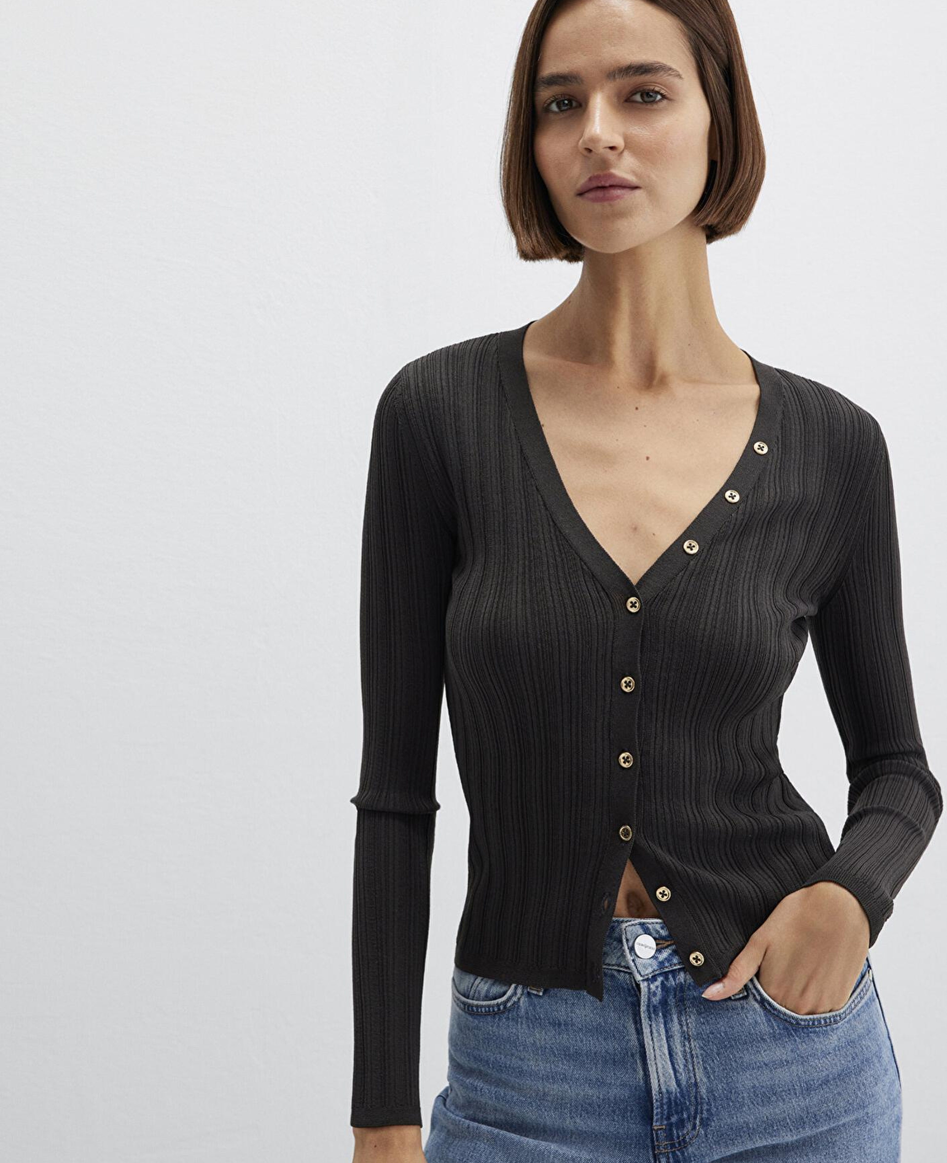 Mavi Antrasit Hırka Fitted / Vücuda Oturan Kesim 1710864-70262