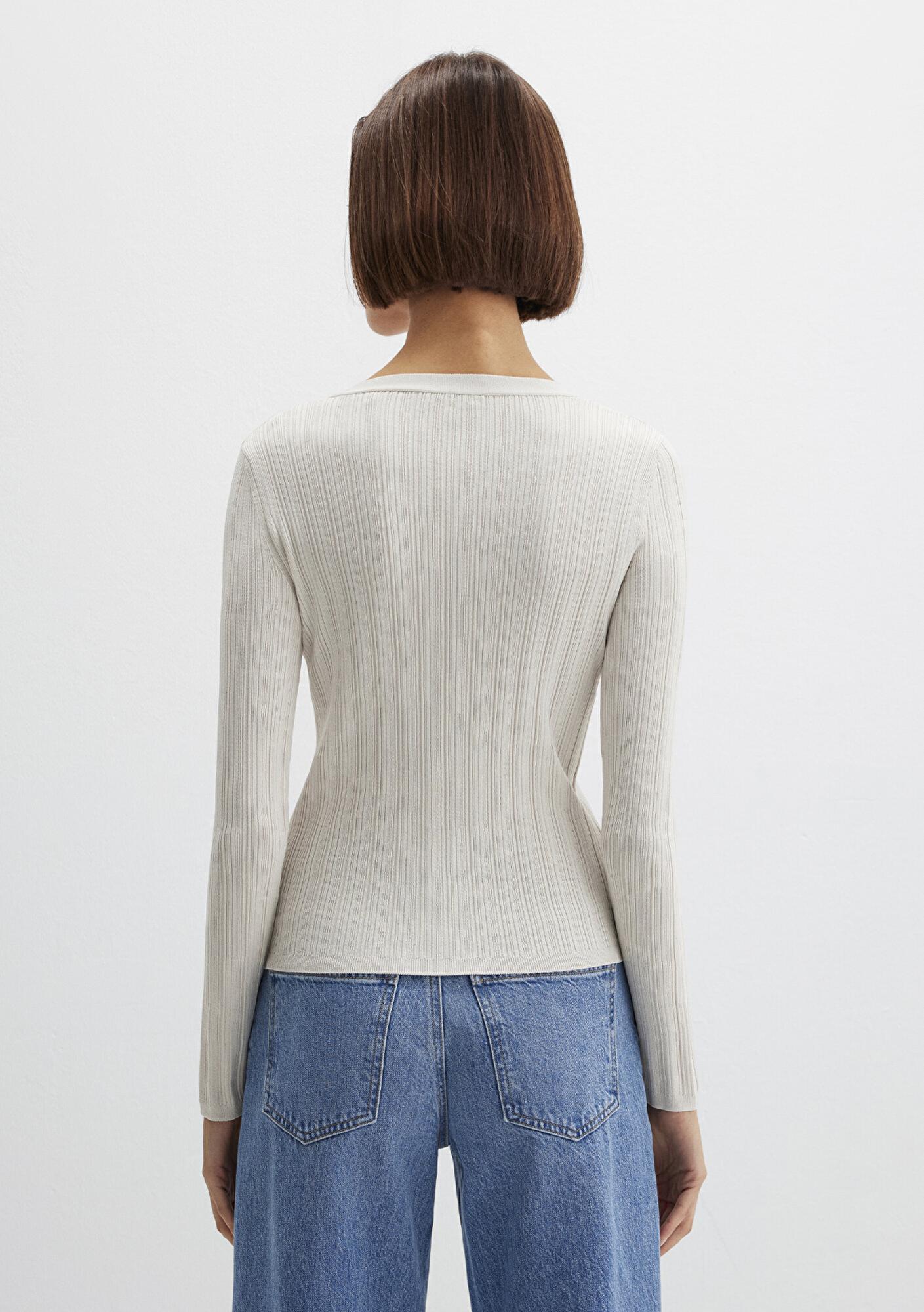 Mavi Ekru Hırka Fitted / Vücuda Oturan Kesim 1710864-80194