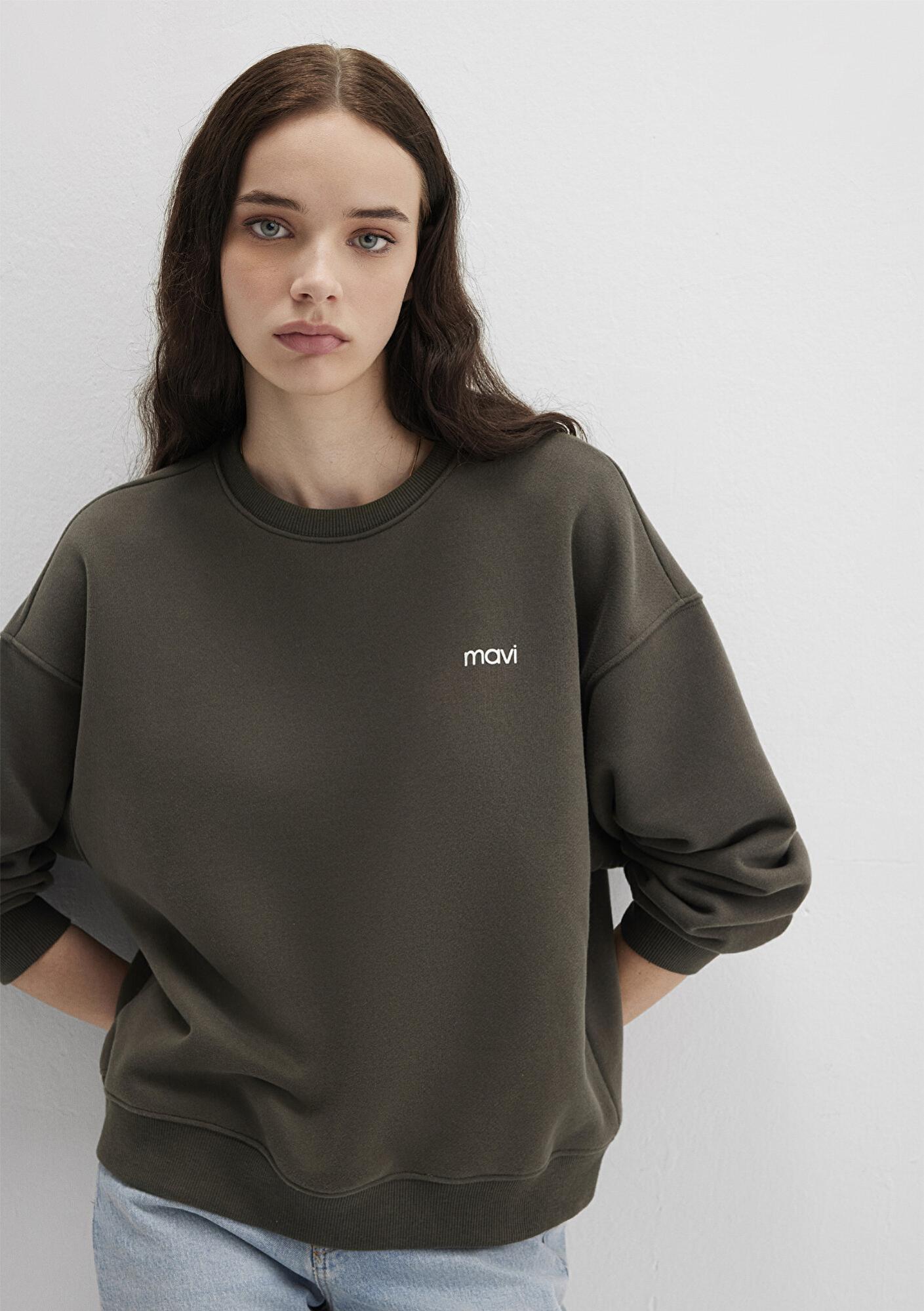 Mavi Mavi Logo Baskılı Haki Sweatshirt 1S10490-71553