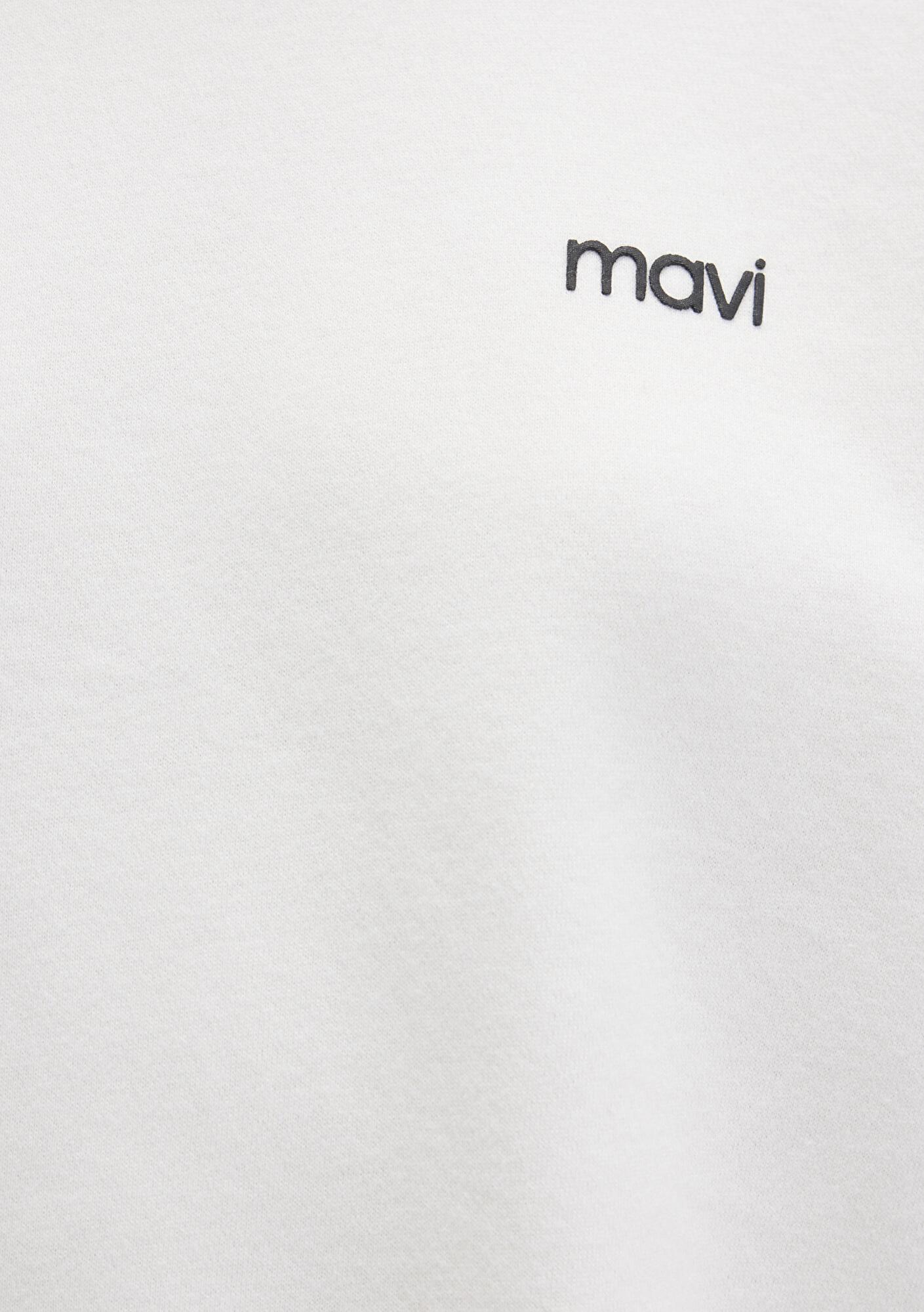 Mavi Mavi Logo Baskılı Ekru Sweatshirt 1S10490-70057