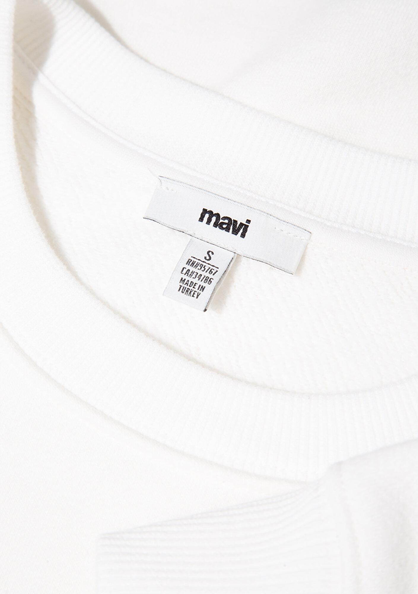 Mavi Mavi Logo Baskılı Ekru Sweatshirt 1S10490-70057